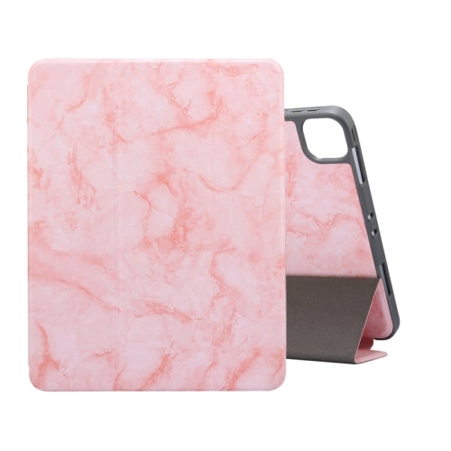 For iPad Pro 11 (2021) Marble Texture Horizontal Flip Leather Tablet Case with Three-folding Holder