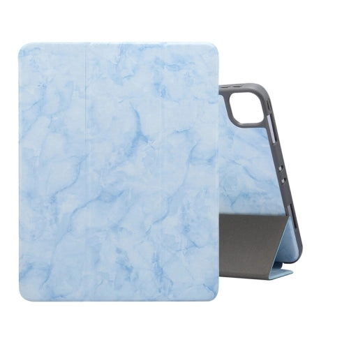 For iPad Pro 11 (2021) Marble Texture Horizontal Flip Leather Tablet Case with Three-folding Holder