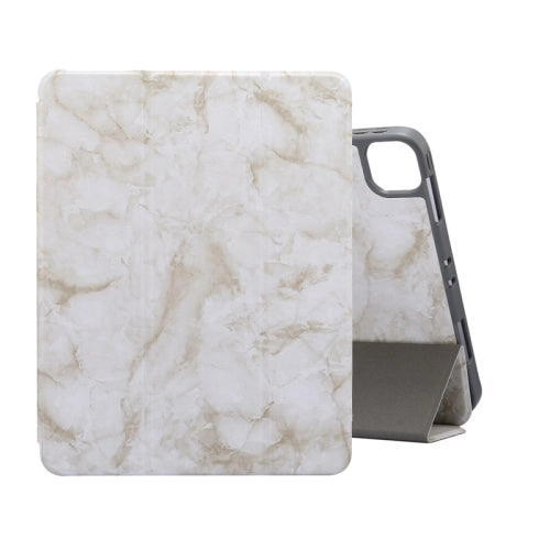 For iPad Pro 11 (2021) Marble Texture Horizontal Flip Leather Tablet Case with Three-folding Holder