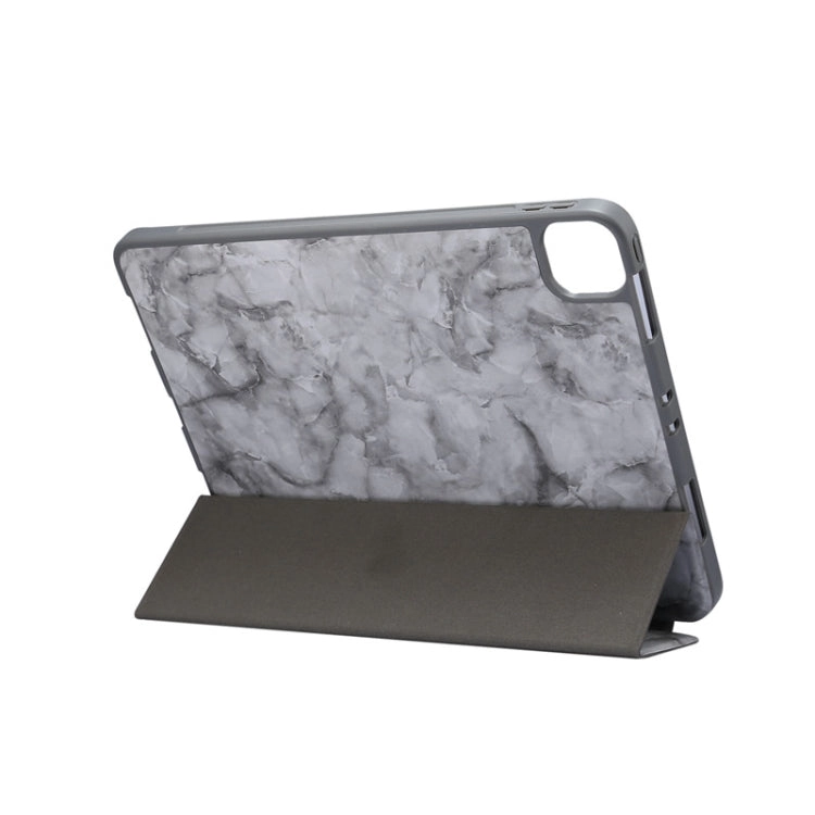 For iPad Pro 11 (2021) Marble Texture Horizontal Flip Leather Tablet Case with Three-folding Holder