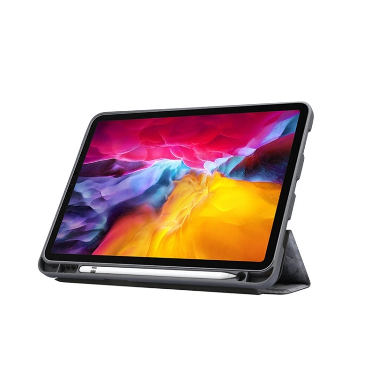 For iPad Pro 11 (2021) Marble Texture Horizontal Flip Leather Tablet Case with Three-folding Holder