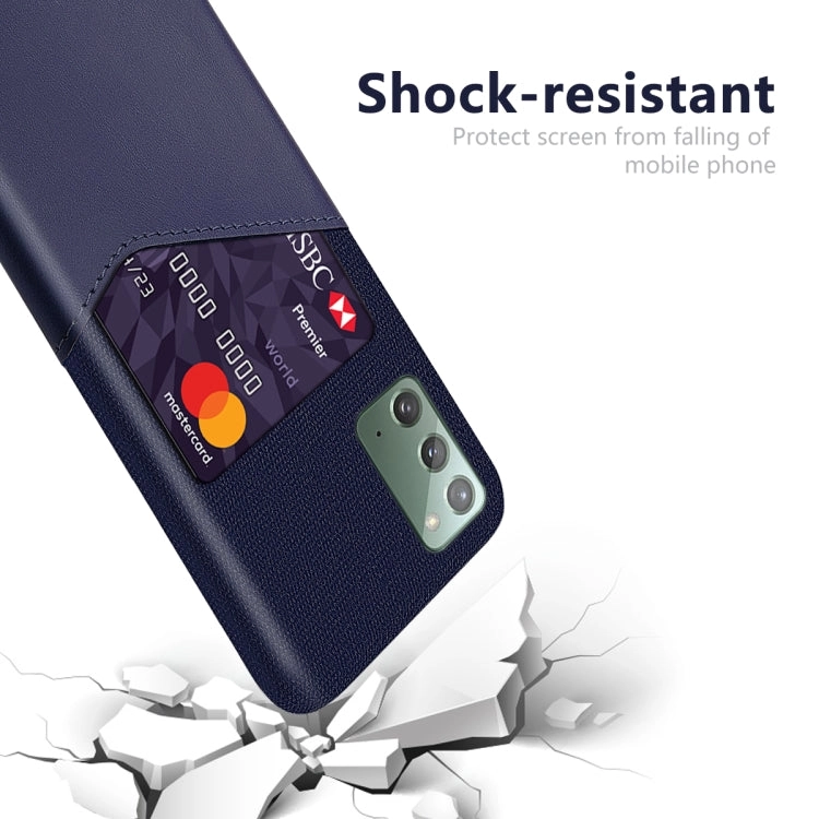For Samsung Galaxy Note20 5G Cloth Texture PC   PU Leather Back Cover Shockproof Case with Card