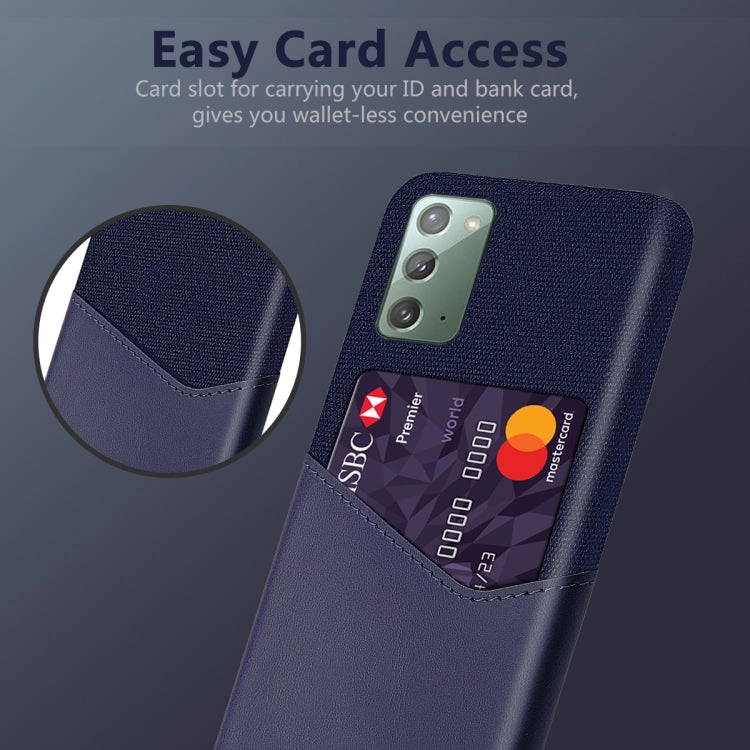 For Samsung Galaxy Note20 5G Cloth Texture PC   PU Leather Back Cover Shockproof Case with Card