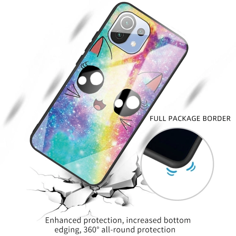 For Xiaomi Mi 11 Colorful Painted Glass Shockproof Protective Case(Big eyes