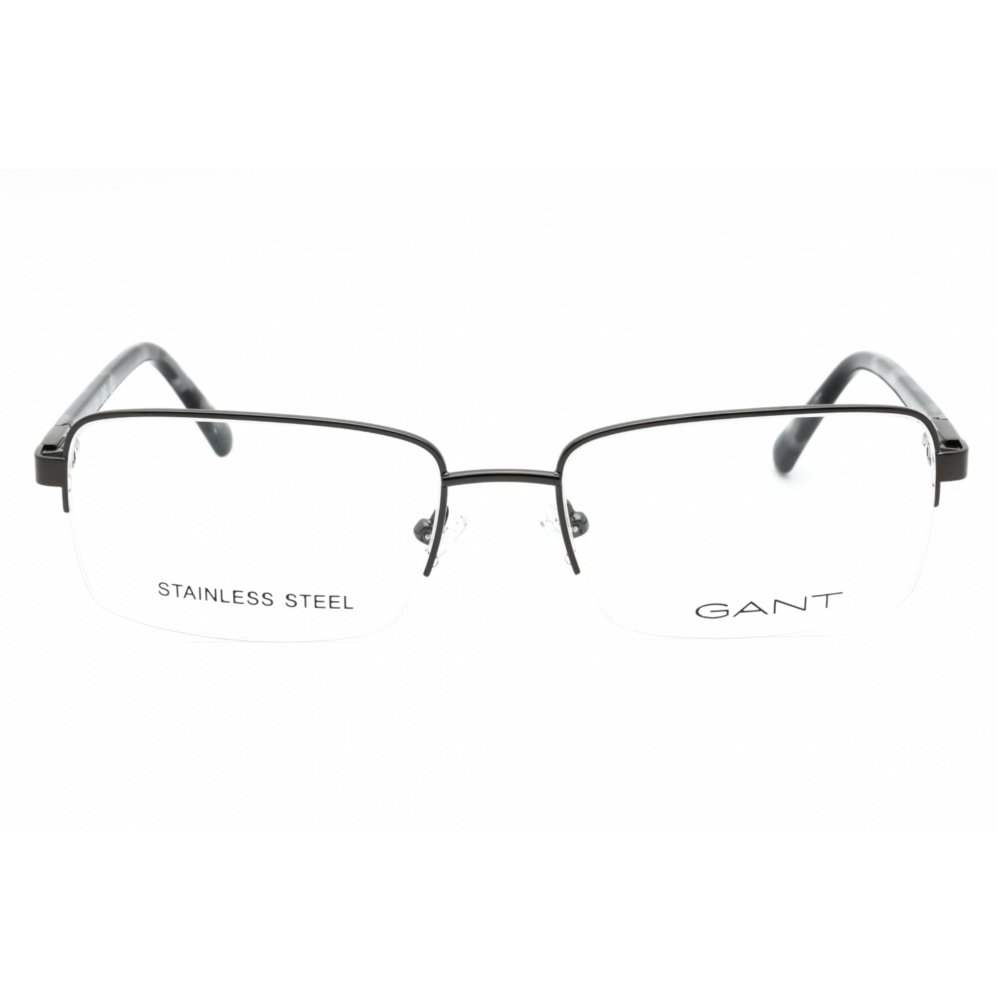 Gant Men's Eyeglasses - Shiny Gunmetal Metal Rectangular Half Rim Frame | GA3220 008