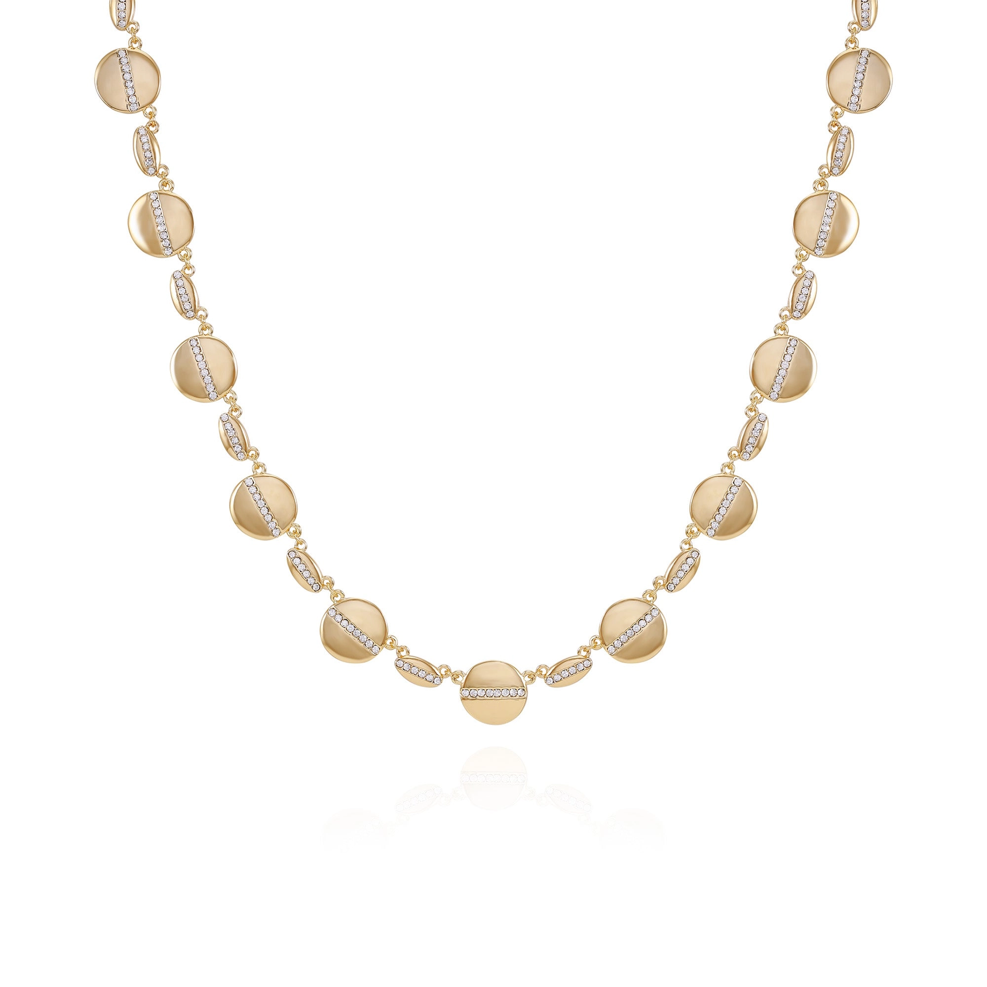Goldtone Pave Multi-Coin Statement Necklace