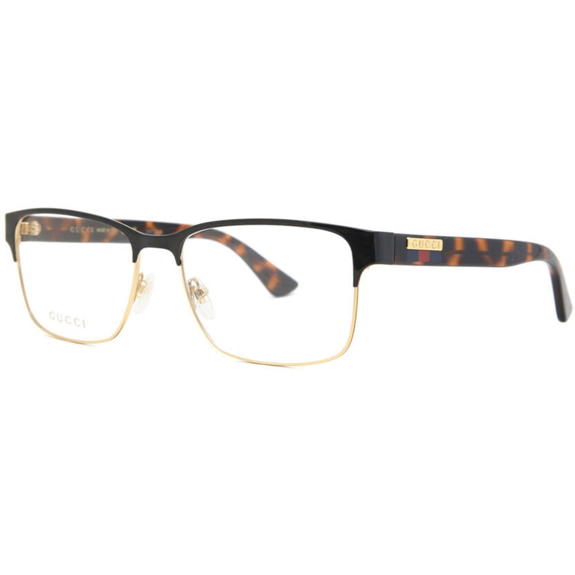 Gucci Men's Eyeglasses - Black Metal Rectangular Shape Frame Demo Lens | GG0750O 006