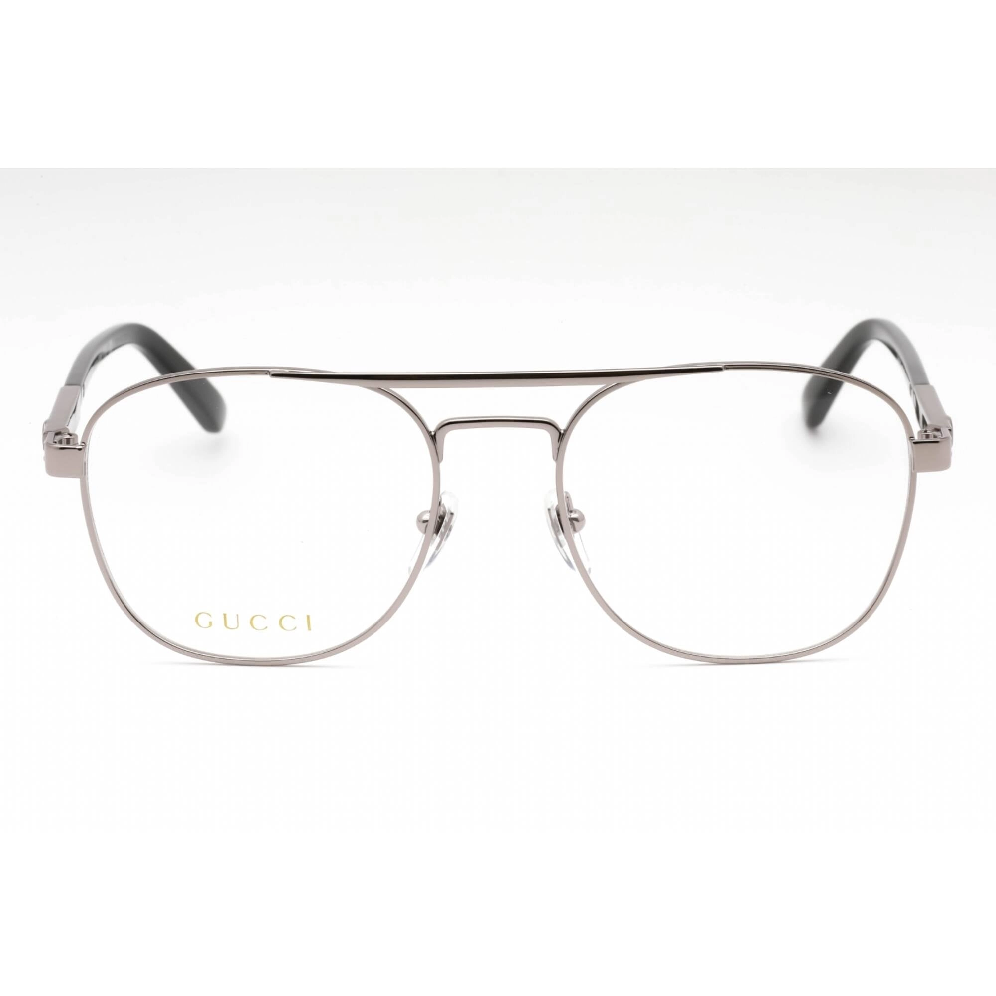 Gucci Men's Eyeglasses - Ruthenium/Black Metal Aviator Full Rim Frame | GG1290O 001