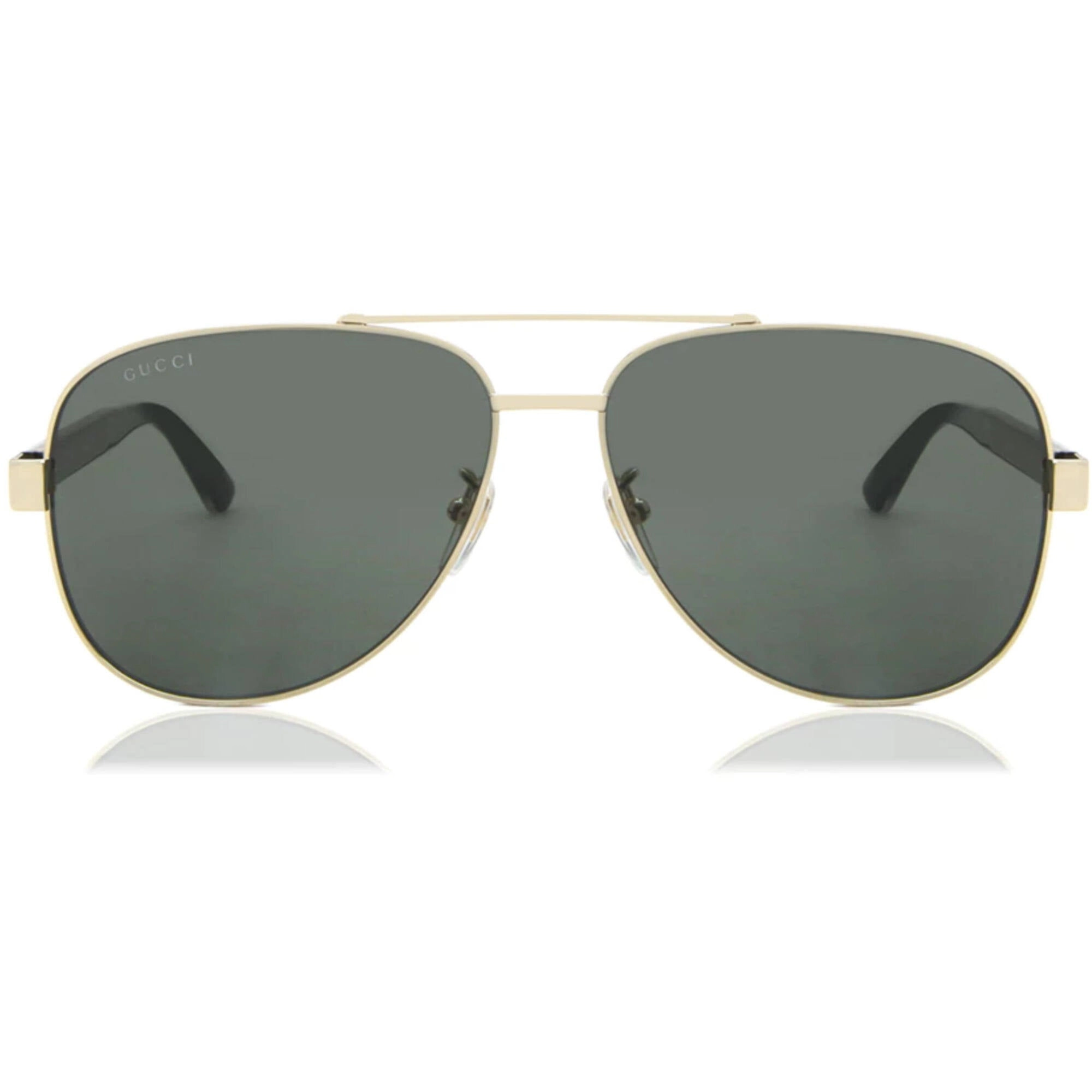 Gucci Men's Sunglasses - Gold/Black Metal Full Rim Pilot Shape Frame | GG0528S 006