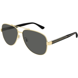 Gucci Men's Sunglasses - Gold/Black Metal Full Rim Pilot Shape Frame | GG0528S 006