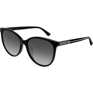 Gucci Women's Sunglasses - Black Plastic Cat Eye Shape Frame Grey Lens | GG0377SKN 001