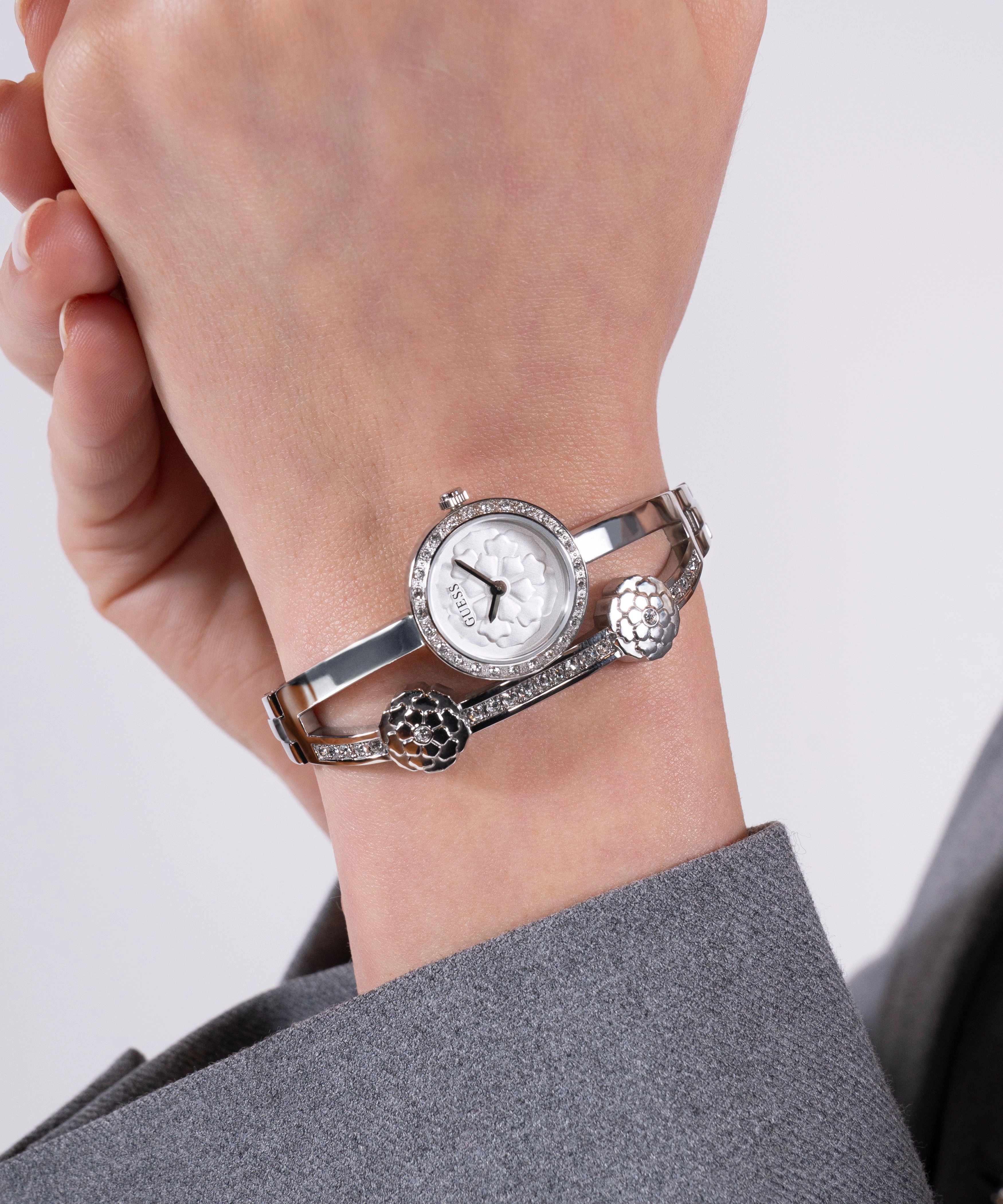 GUESS Ladies Silver Tone Analog Watch