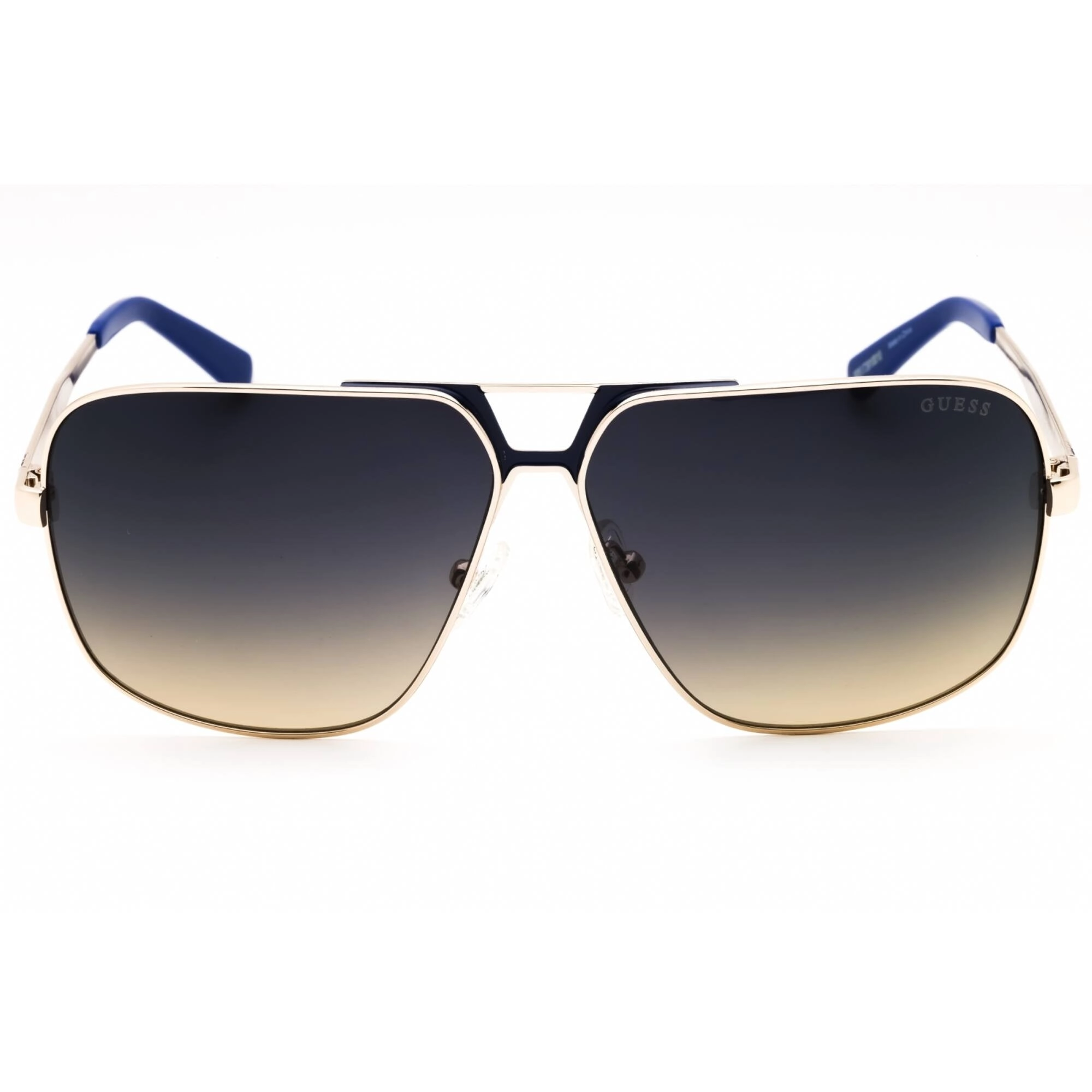Guess Men's Sunglasses - Gold Metal Pilot Full Rim Frame Blue Lens | GU00070 32W