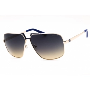 Guess Men's Sunglasses - Gold Metal Pilot Full Rim Frame Blue Lens | GU00070 32W