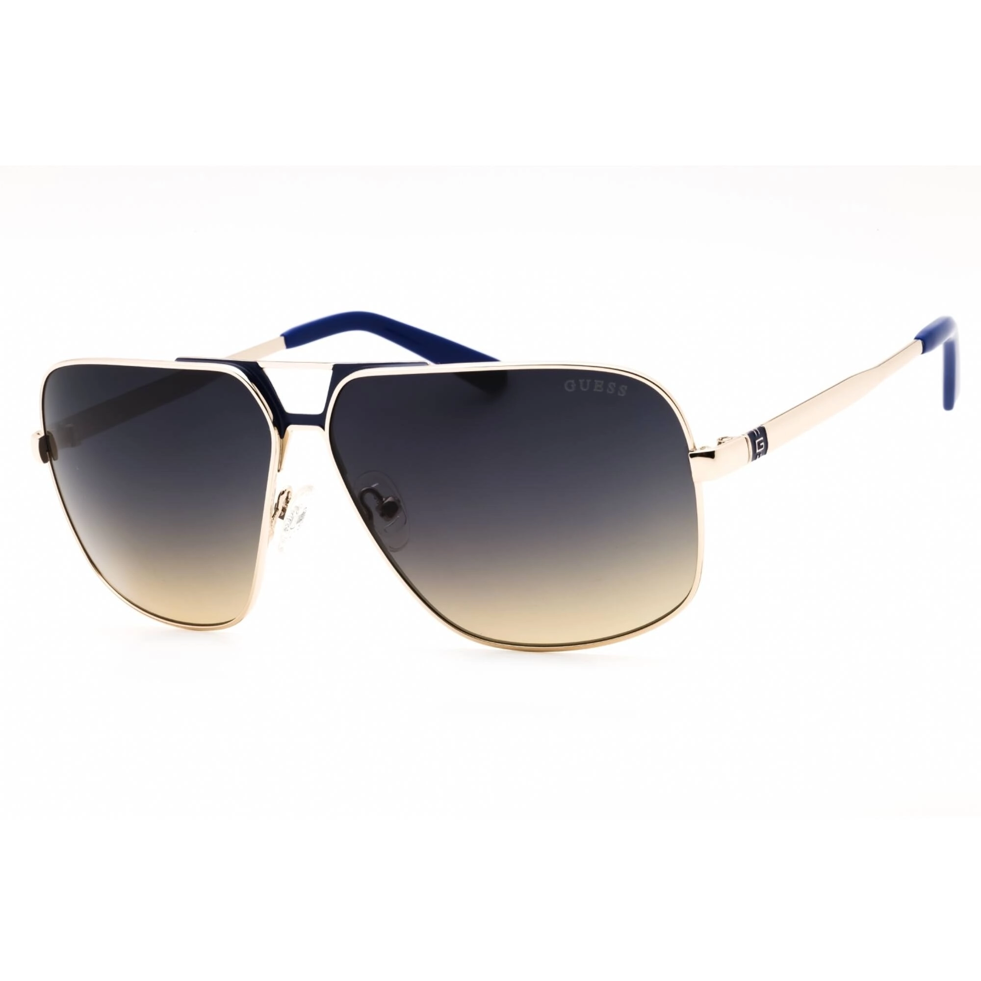 Guess Men's Sunglasses - Gold Metal Pilot Full Rim Frame Blue Lens | GU00070 32W