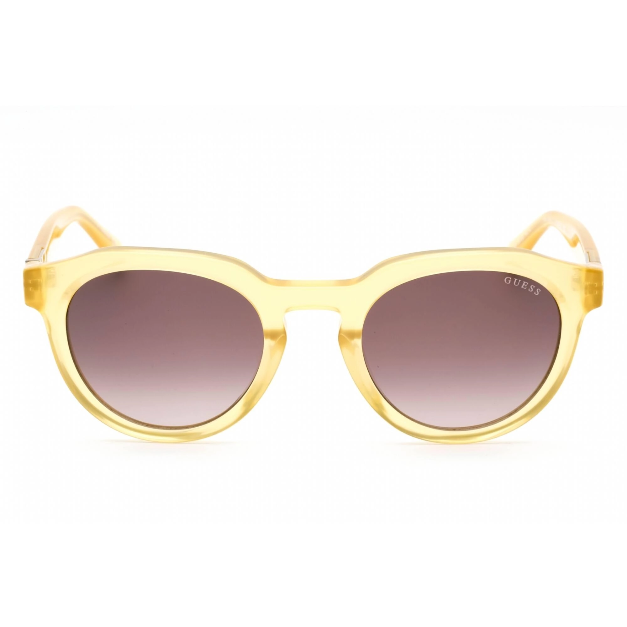 Guess Men's Sunglasses - Gradient Brown Lens Shiny Yellow Round Frame | GU00063 39F