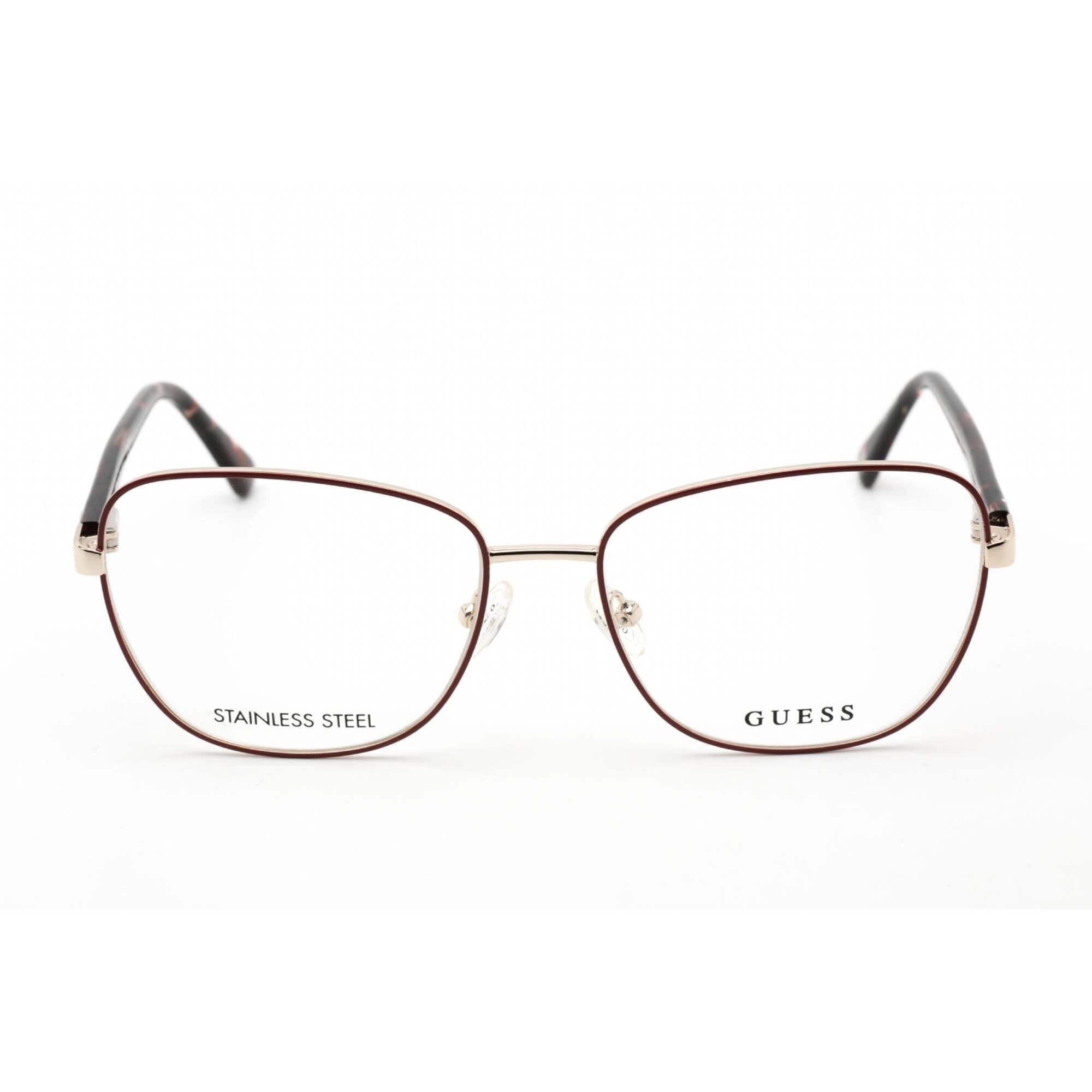 Guess Women's Eyeglasses - Full Rim Shiny Bordeaux Metal Cat Eye Frame | GU2815 069