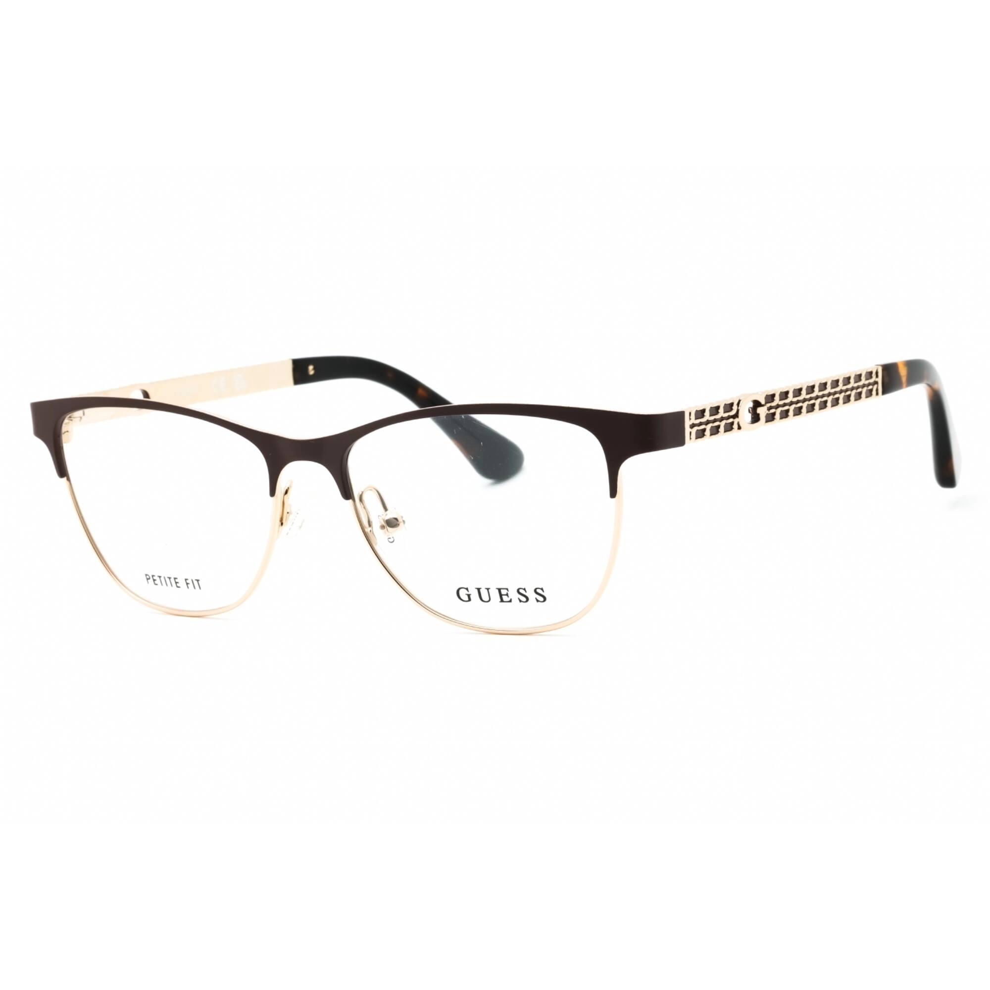 Guess Women's Eyeglasses - Matte Dark Brown Metal Cat Eye Full Rim Frame | GU2883 049