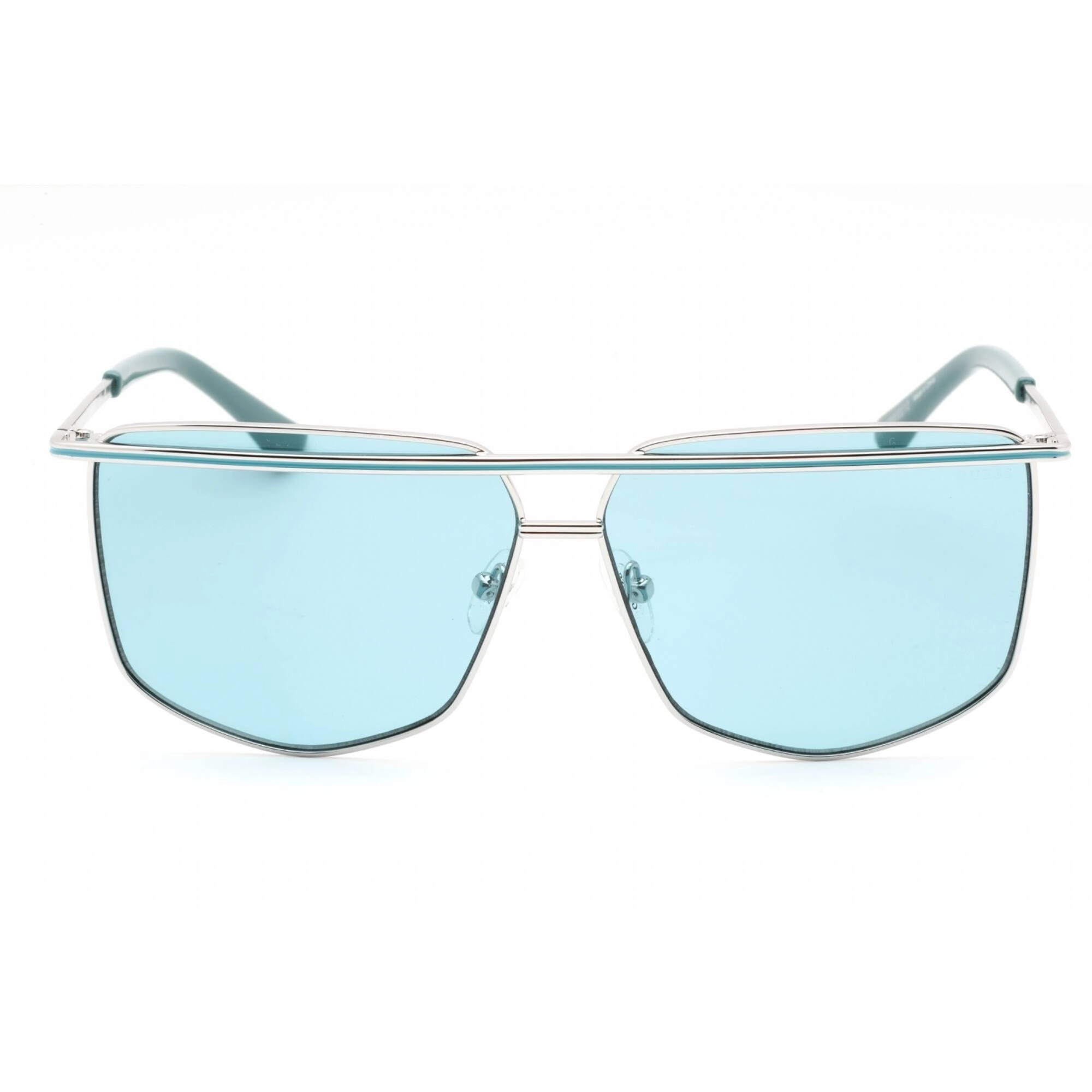 Guess Women's Sunglasses - Full Rim Shiny Light Nickeltin Metal Square | GU7851 10V