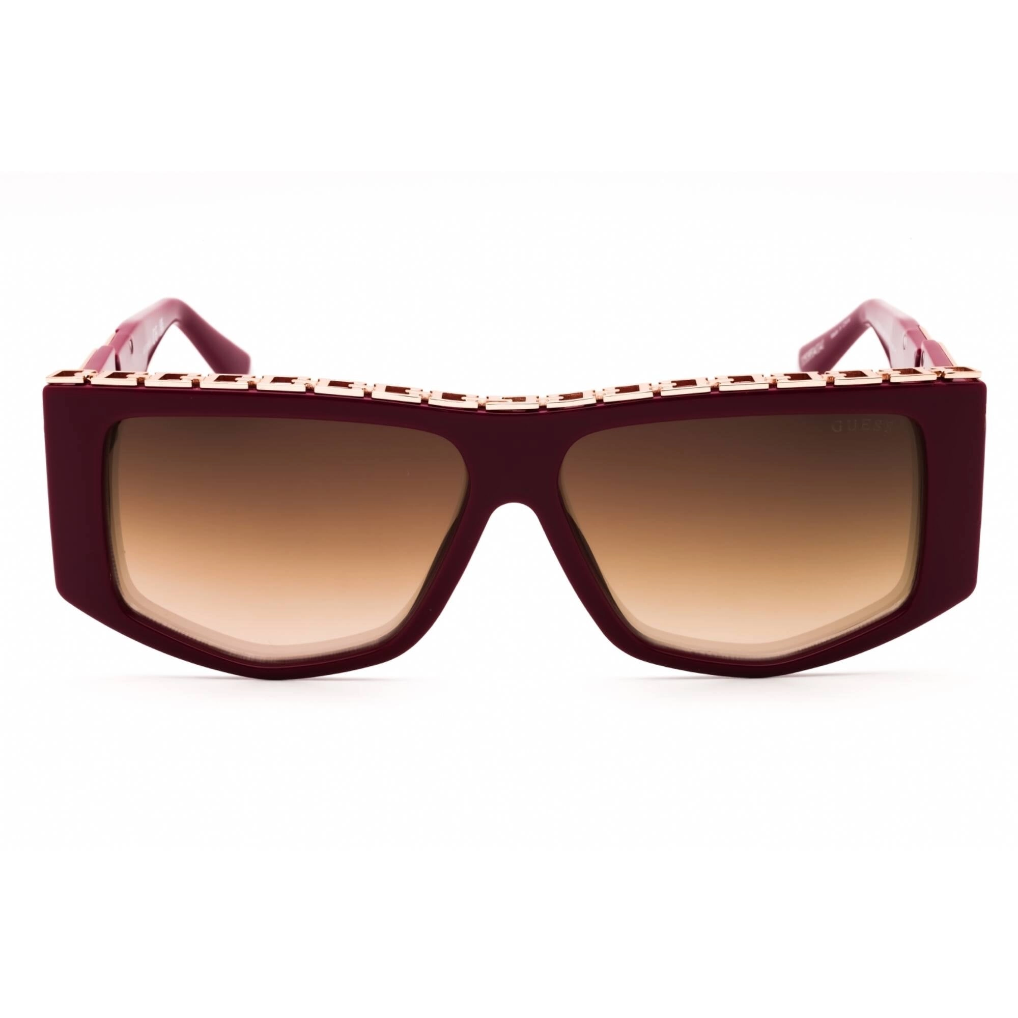 Guess Women's Sunglasses - Shiny Bordeaux Browline Frame Brown Lens | GU7914 69G