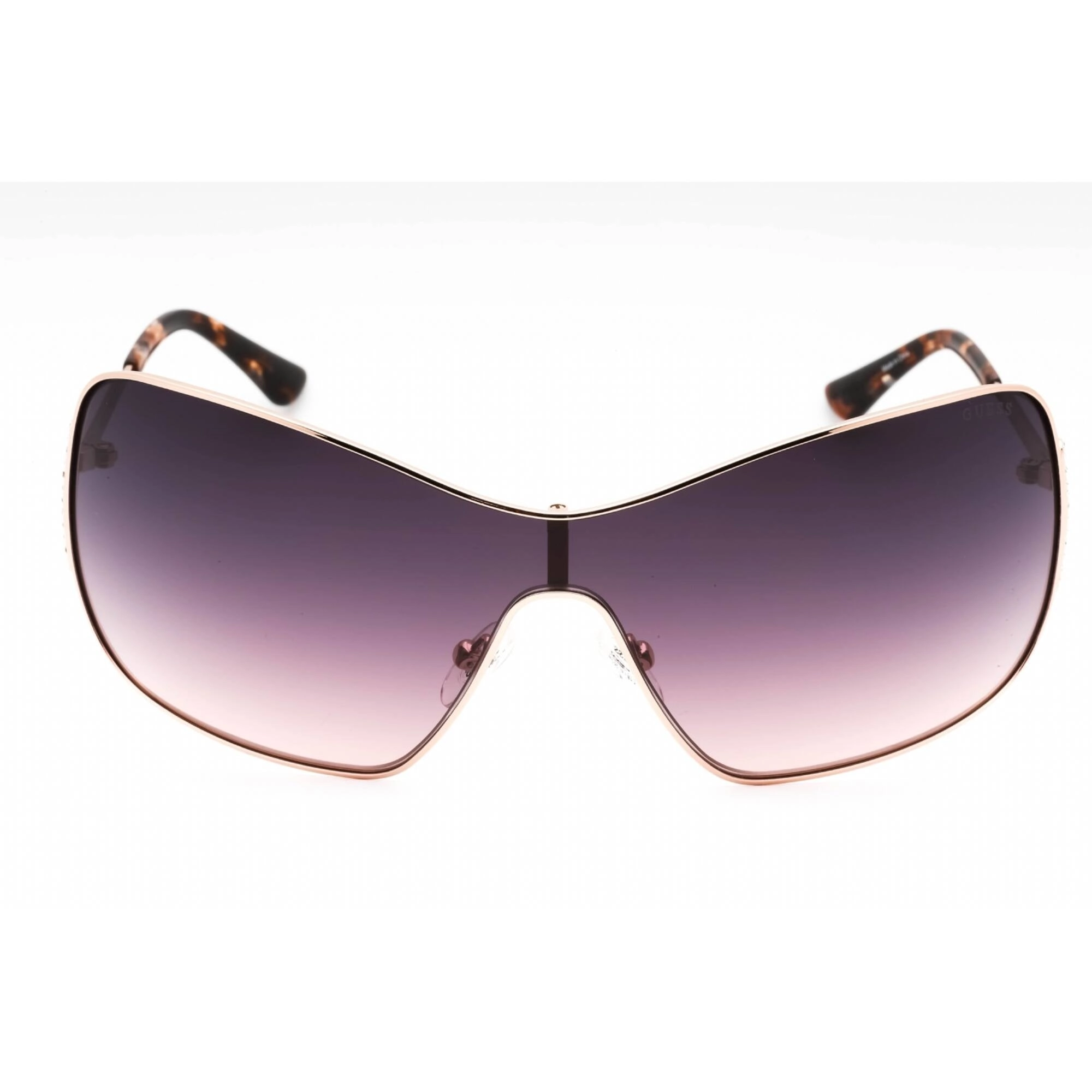 Guess Women's Sunglasses - Shiny Rose Gold Shield Shape Full Rim Frame | GU7876 28B