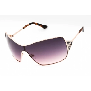 Guess Women's Sunglasses - Shiny Rose Gold Shield Shape Full Rim Frame | GU7876 28B