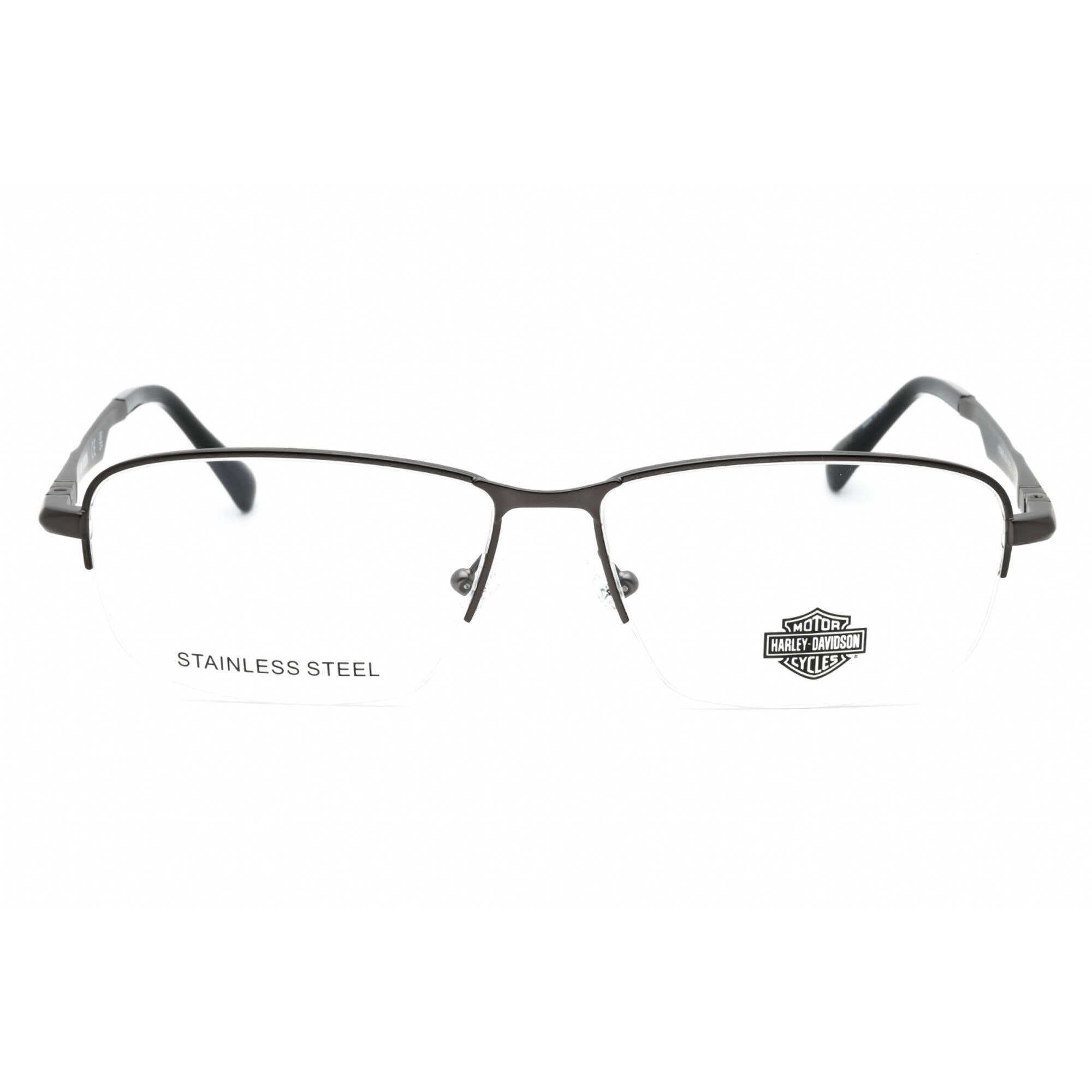 Harley Davidson Men's Eyeglasses - Matte Gunmetal Metal Half Rim Frame | HD0860 009