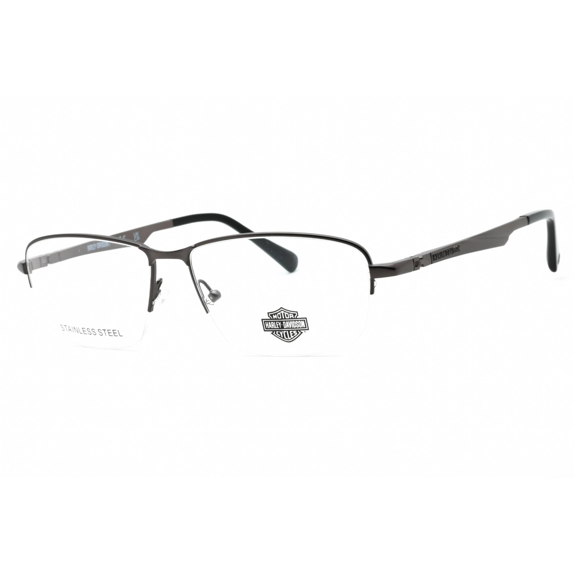 Harley Davidson Men's Eyeglasses - Matte Gunmetal Metal Half Rim Frame | HD0860 009