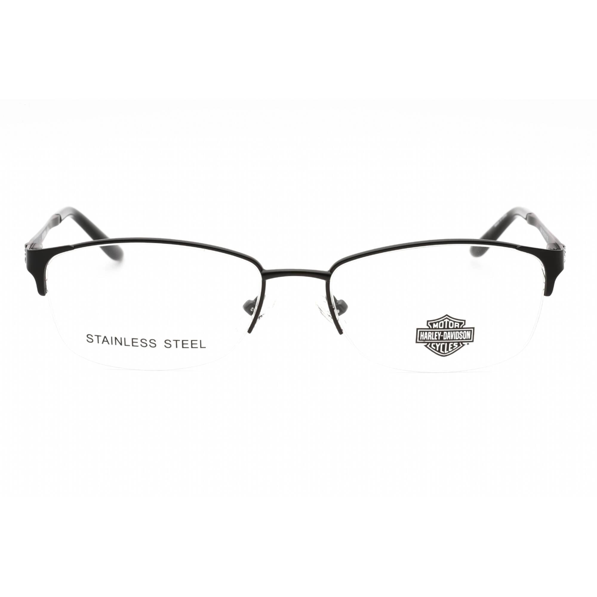 Harley Davidson Women's Eyeglasses - Matte Black Metal Half Rim Frame | HD0541 002