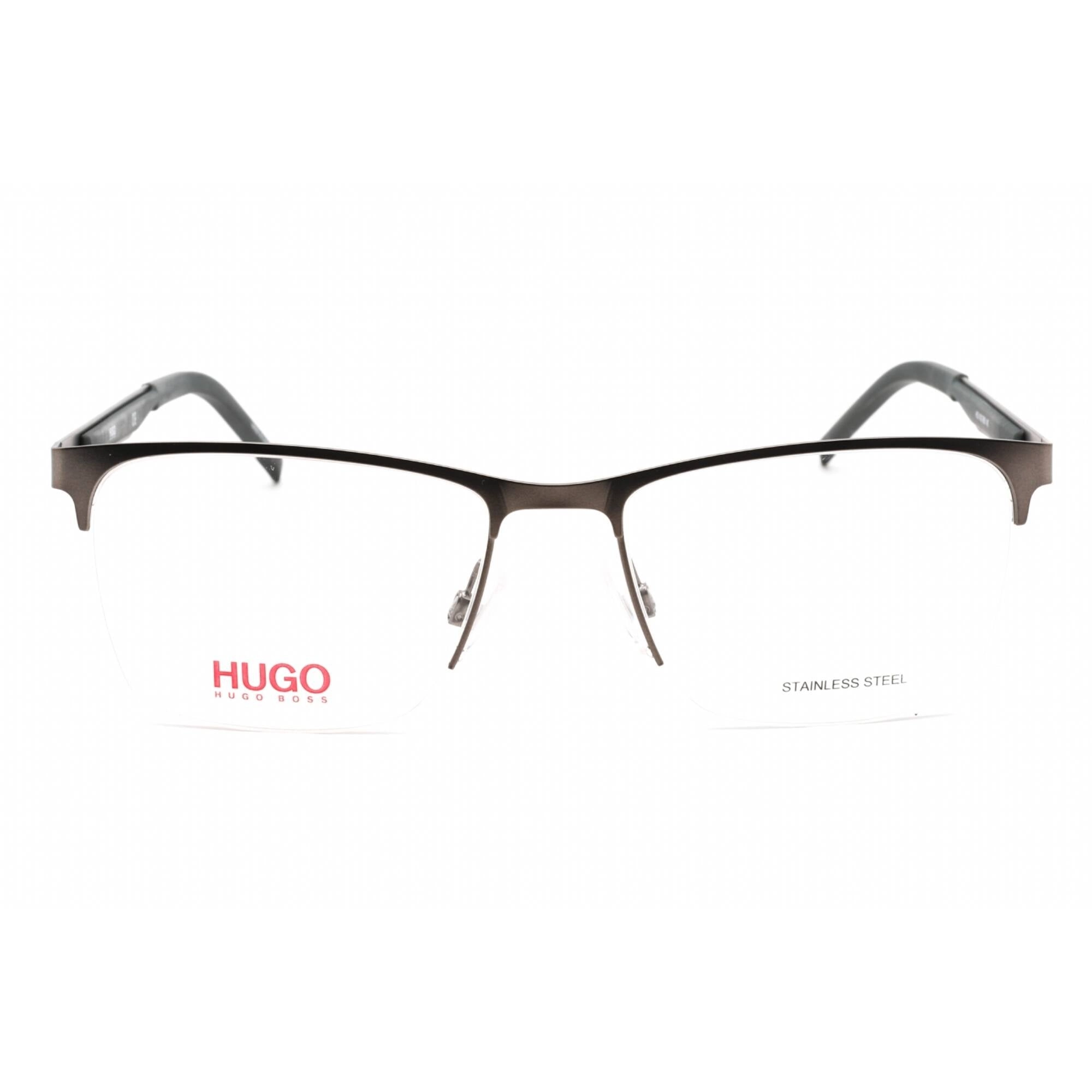 Hugo Men's Eyeglasses - Matte Dark Ruthenium Metal Rectangular Frame | HG 1142 0R80 00