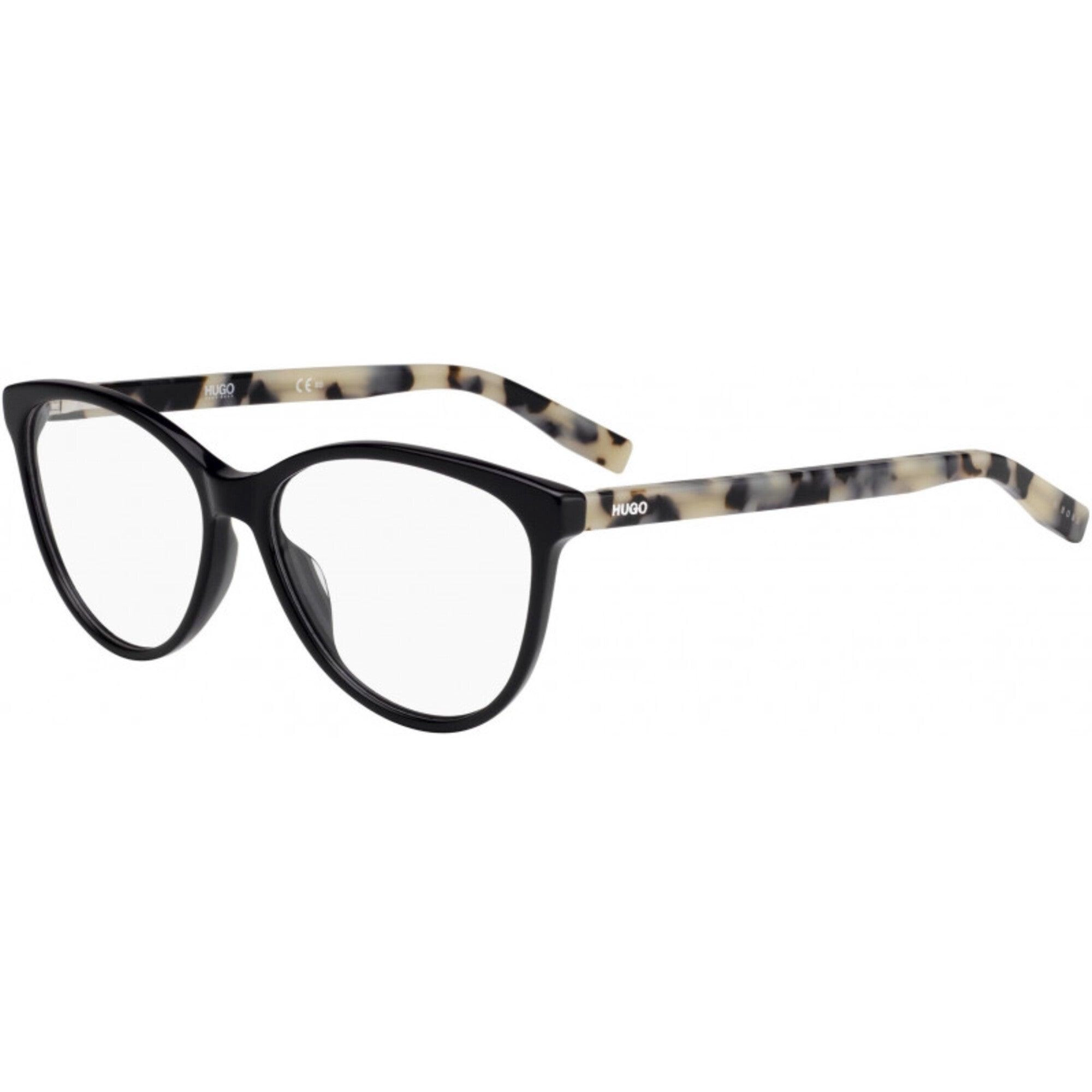 Hugo Women's Eyeglasses - Black Havana Plastic Cat Eye Frame | HUGO HG 0202 0WR7