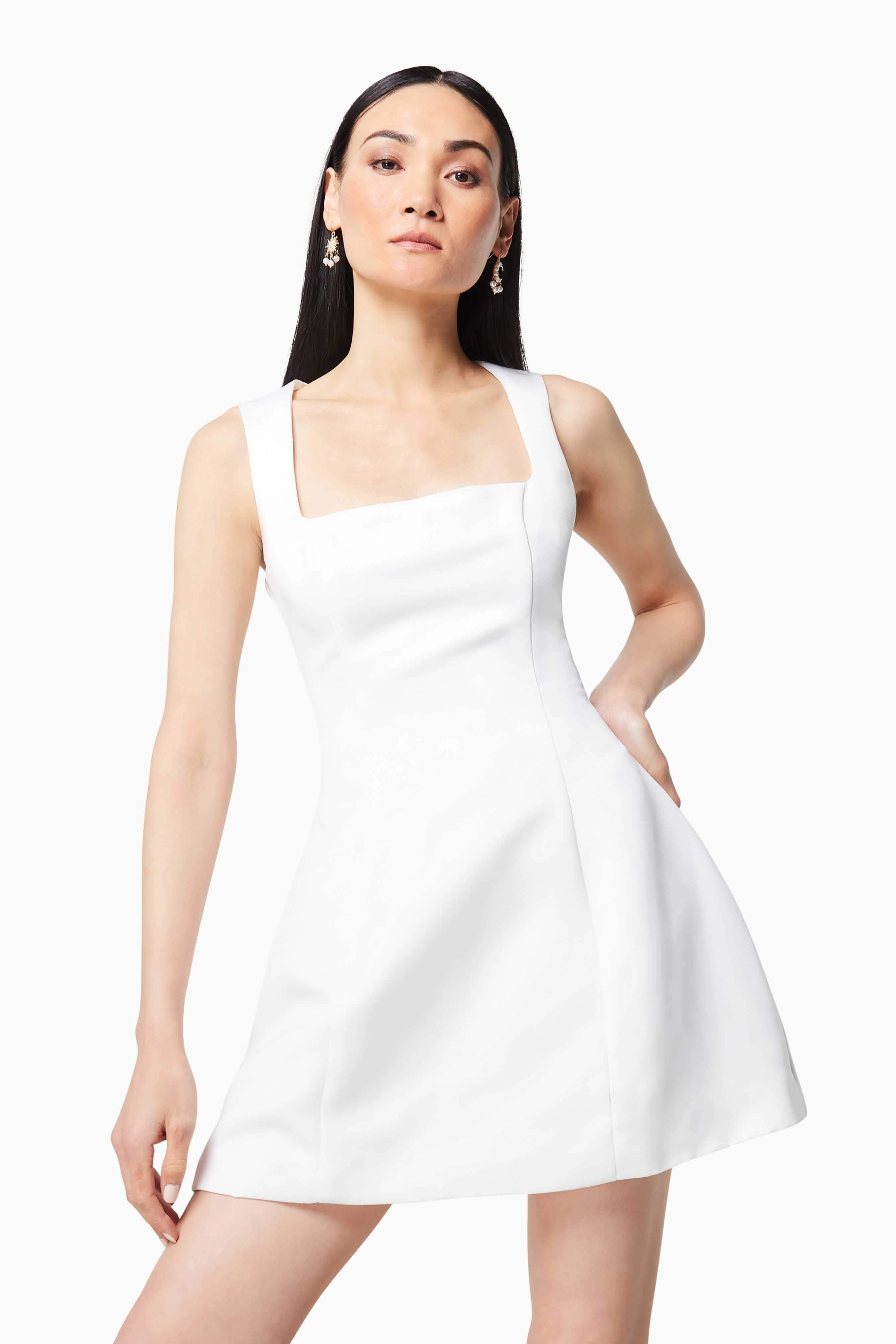 Juliet Square Neckline Mini Dress In White