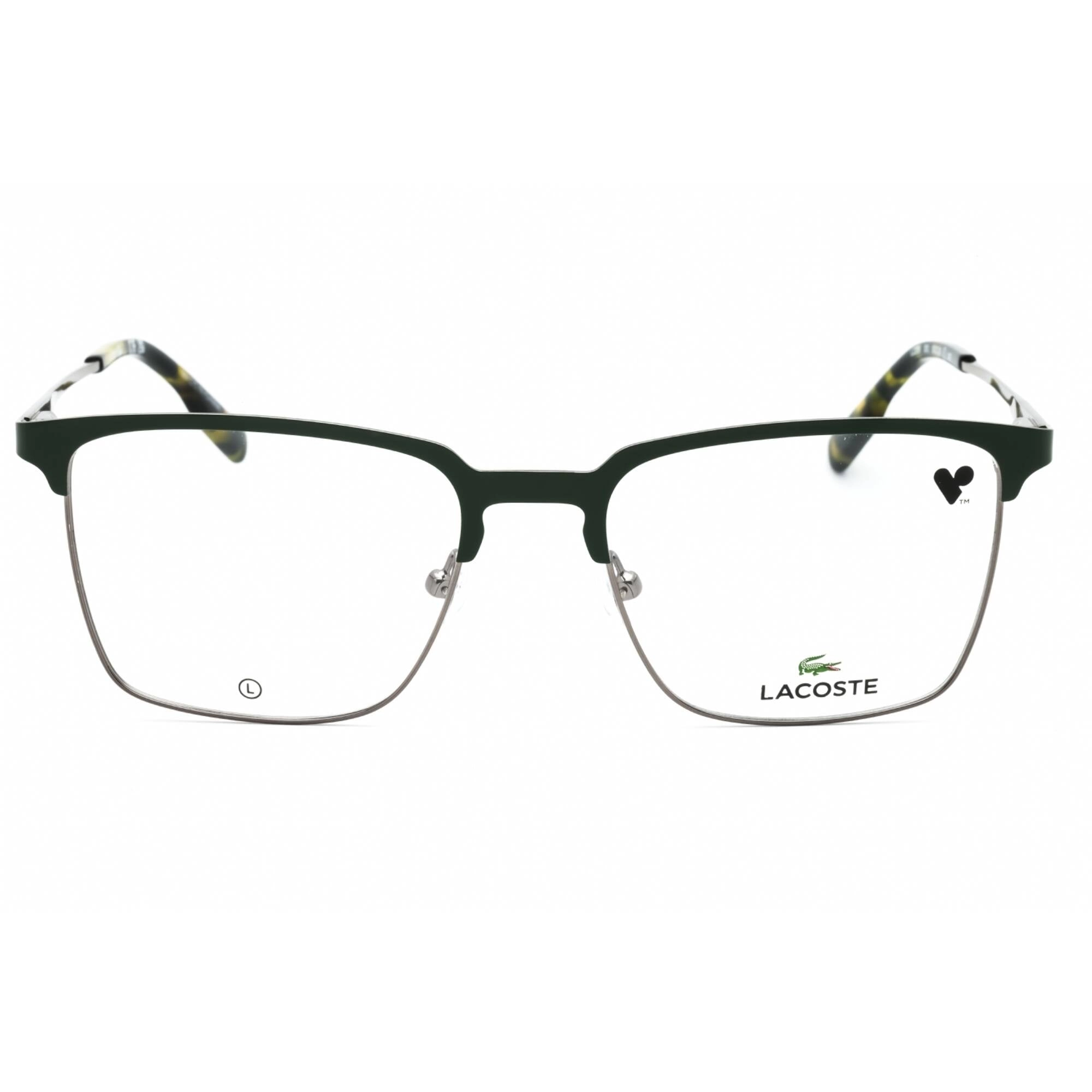 Lacoste Men's Eyeglasses - Matte Green Metal Square Shape Full Rim Frame | L2295 301