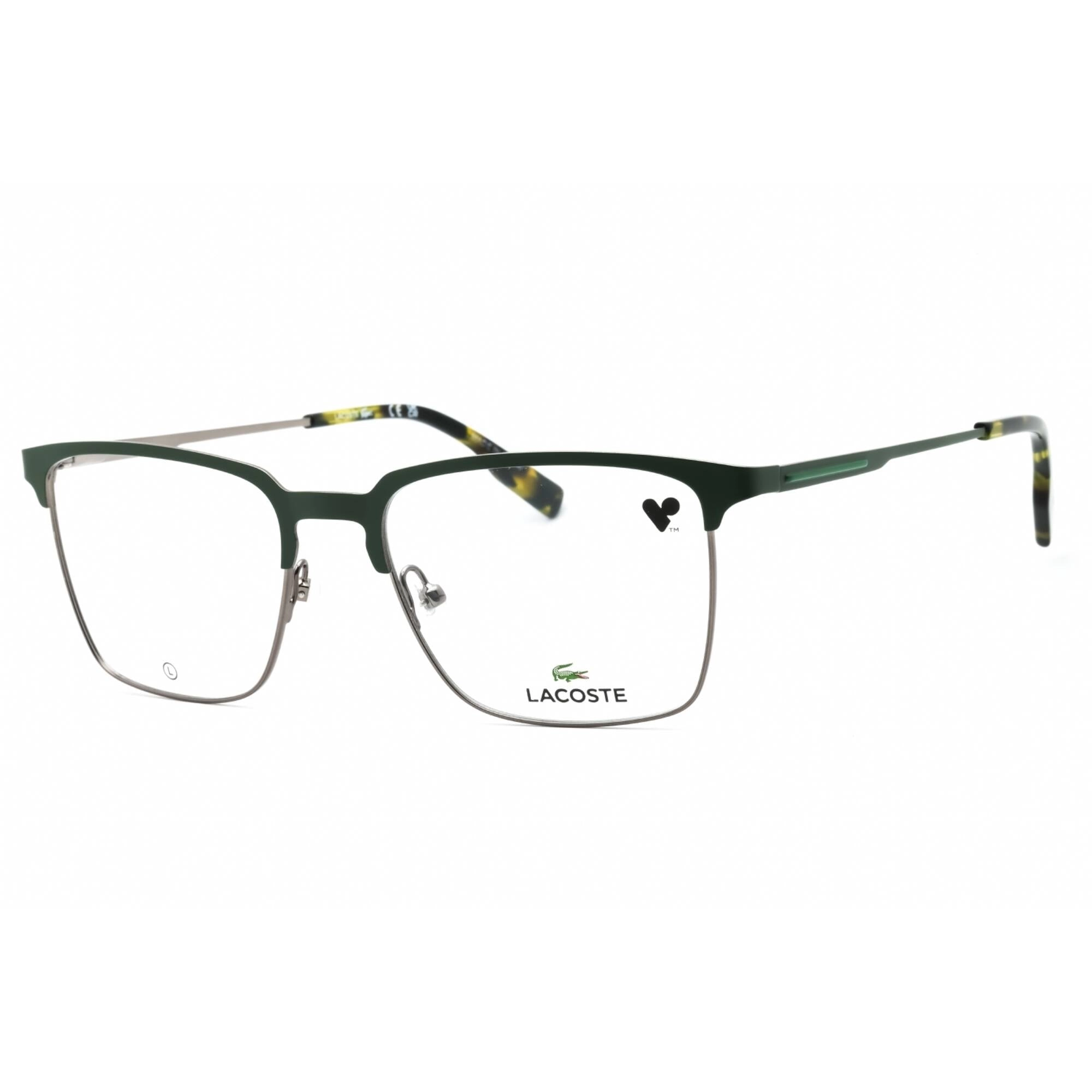 Lacoste Men's Eyeglasses - Matte Green Metal Square Shape Full Rim Frame | L2295 301