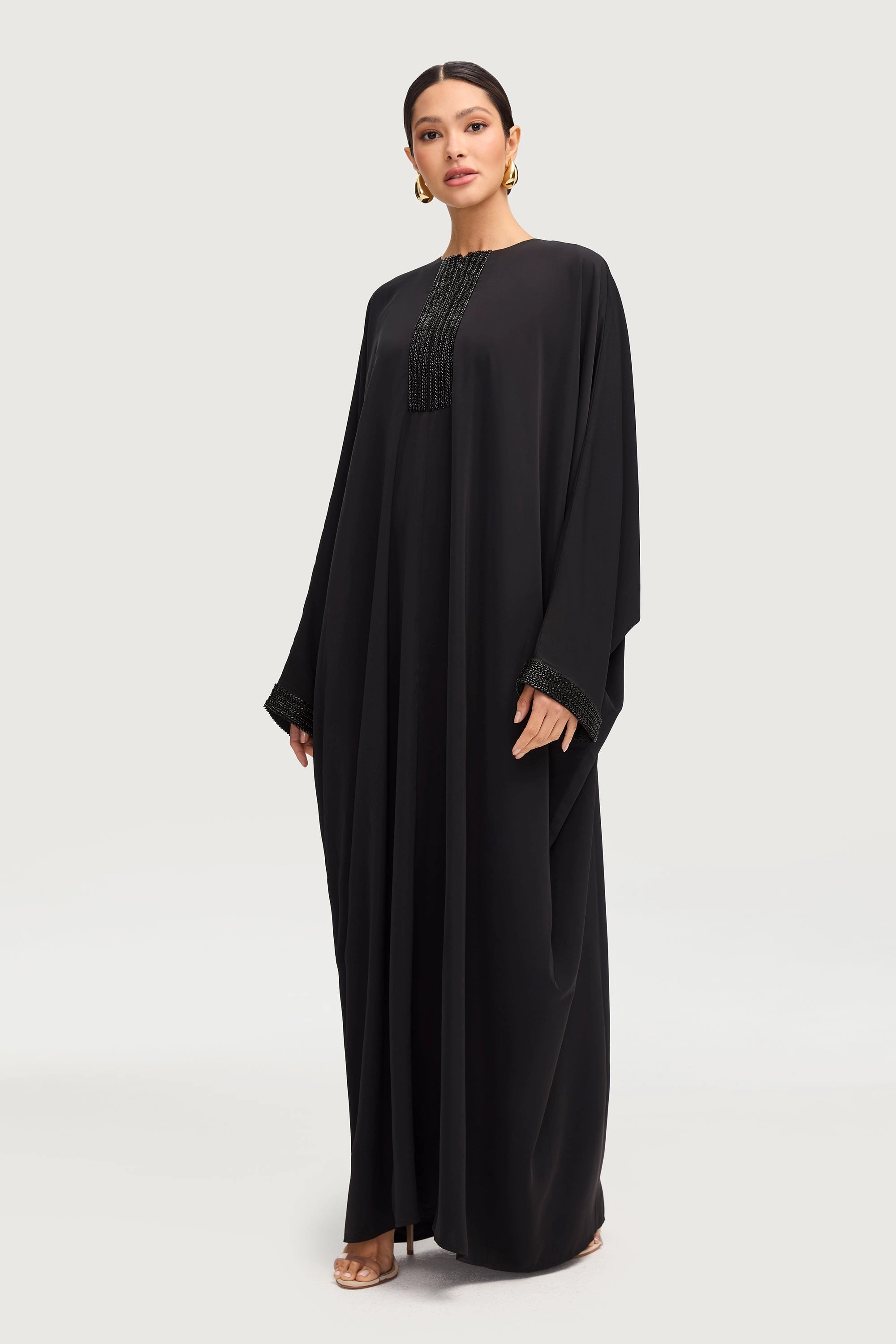 Lina Embellished Abaya - Black