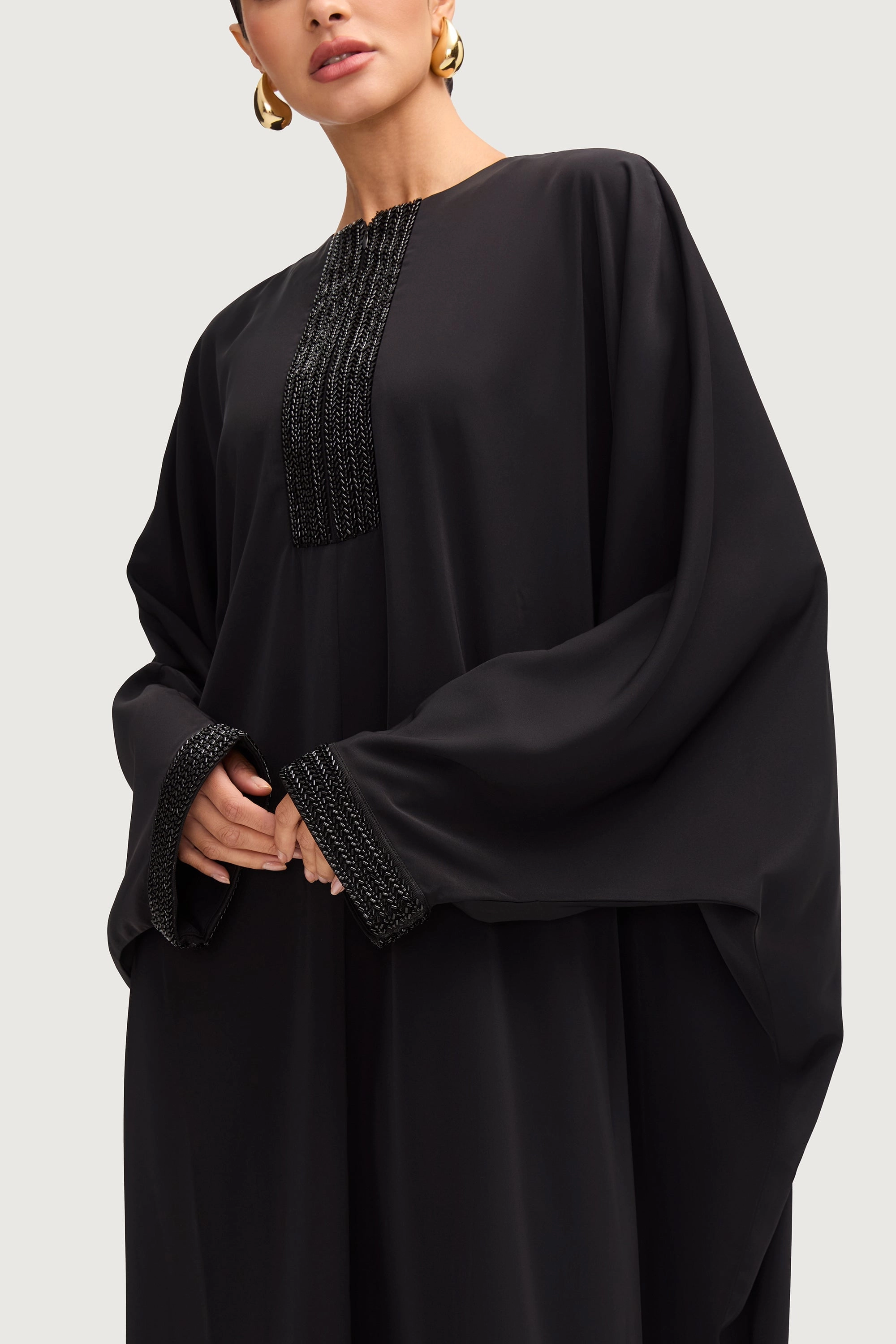 Lina Embellished Abaya - Black