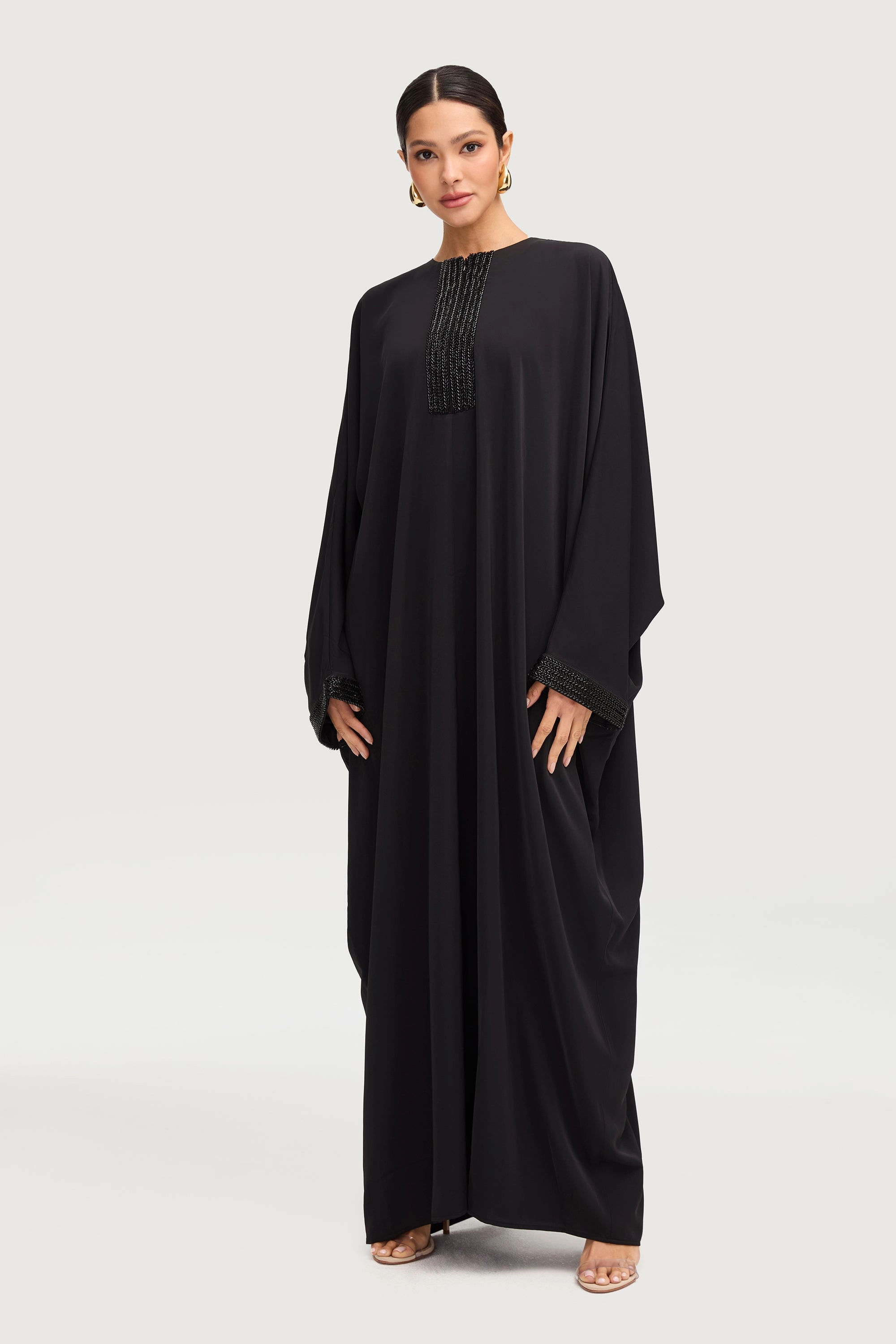 Lina Embellished Abaya - Black