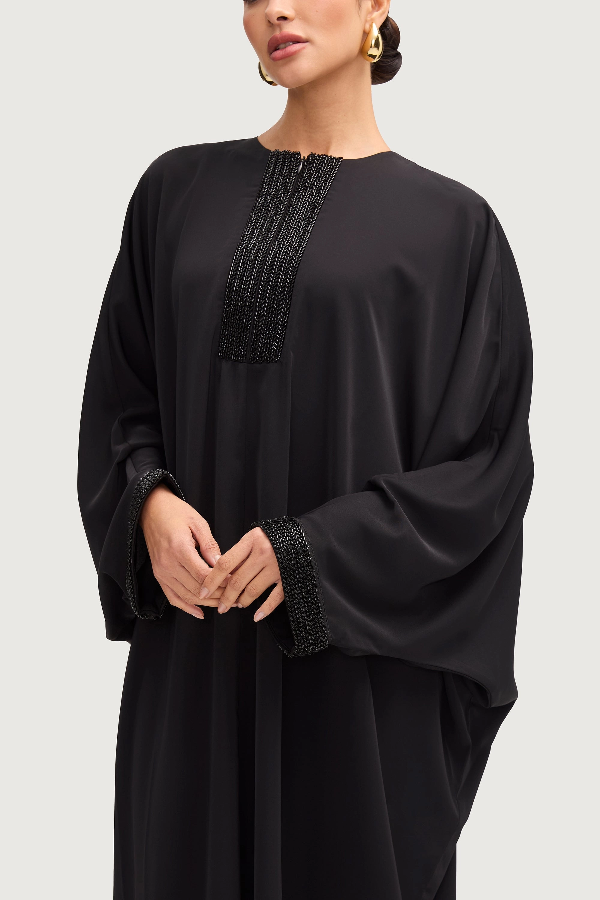 Lina Embellished Abaya - Black