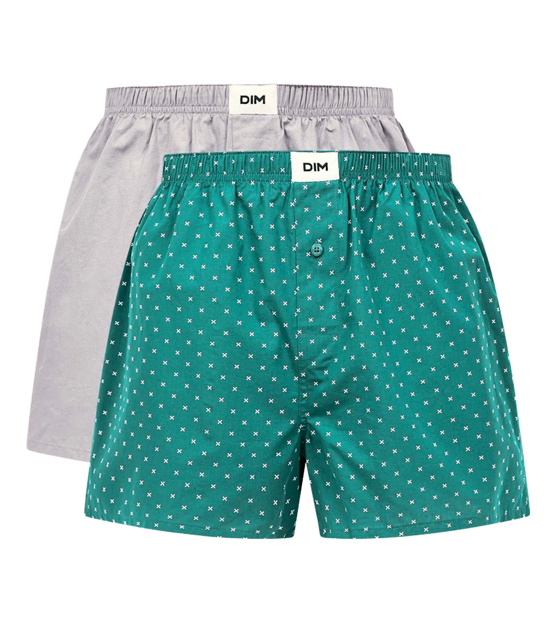 Lot de 2 caleçons homme en coton bio Acier à motif Géo Dim Good