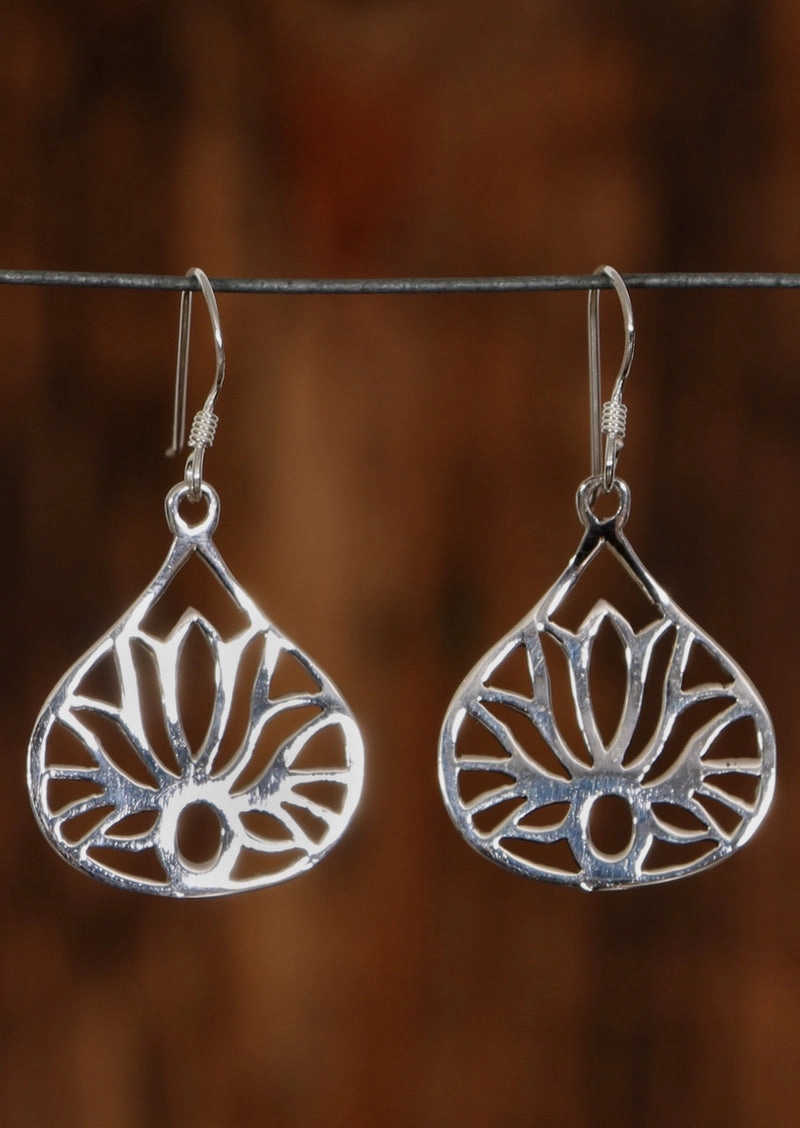 Lotus In Bloom Silver Earrings
