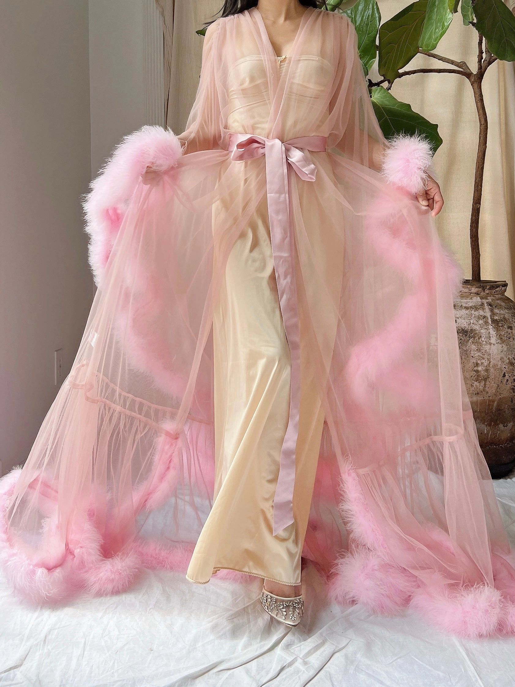 Marabou Tulle Dressing Gown - OSFM