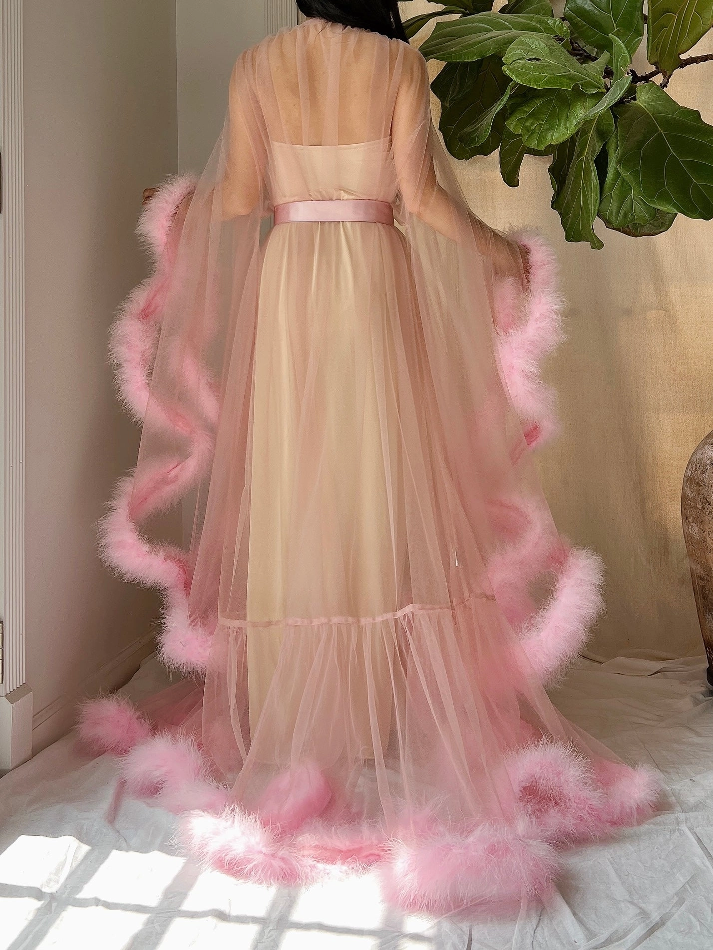 Marabou Tulle Dressing Gown - OSFM