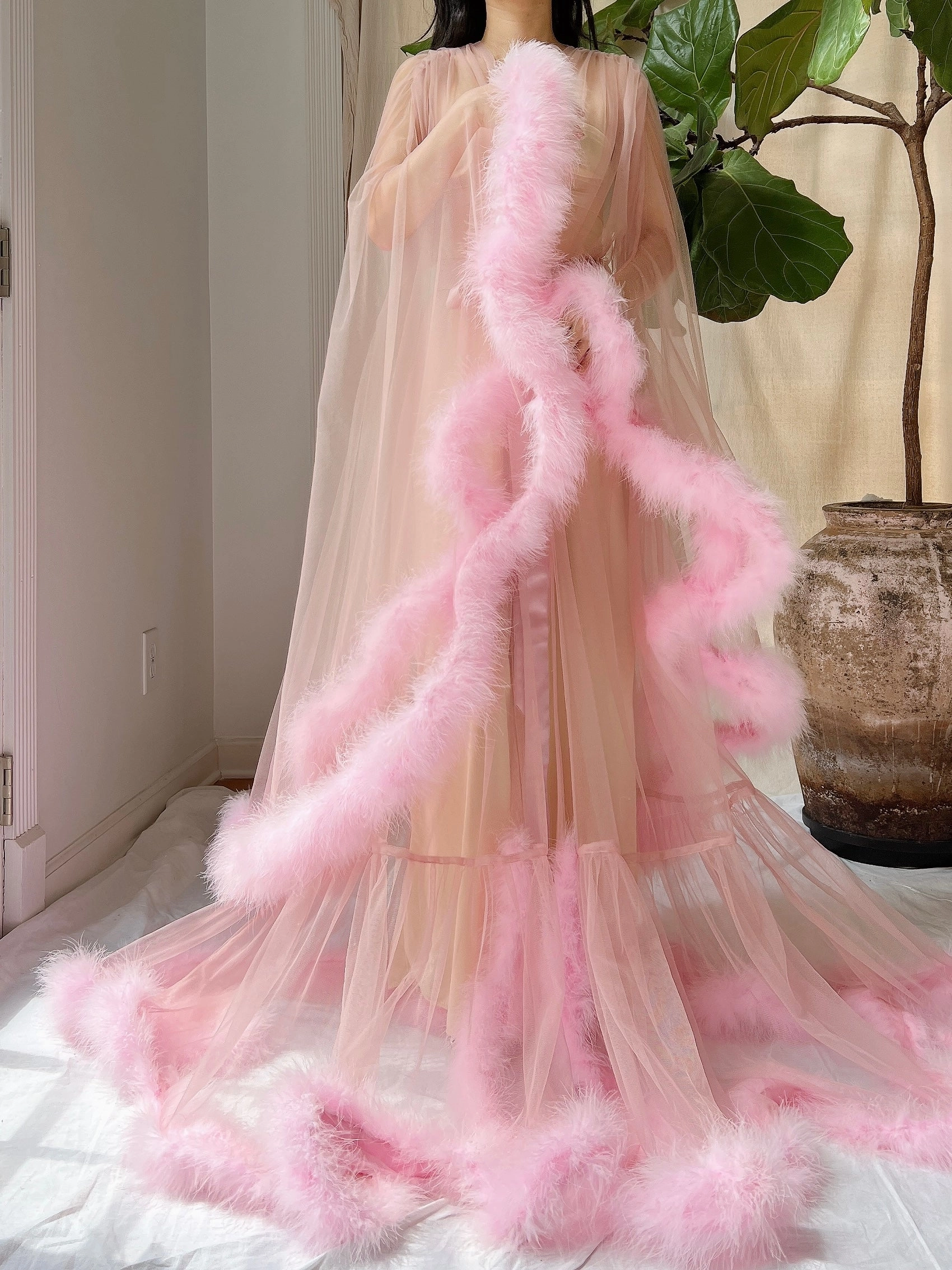 Marabou Tulle Dressing Gown - OSFM