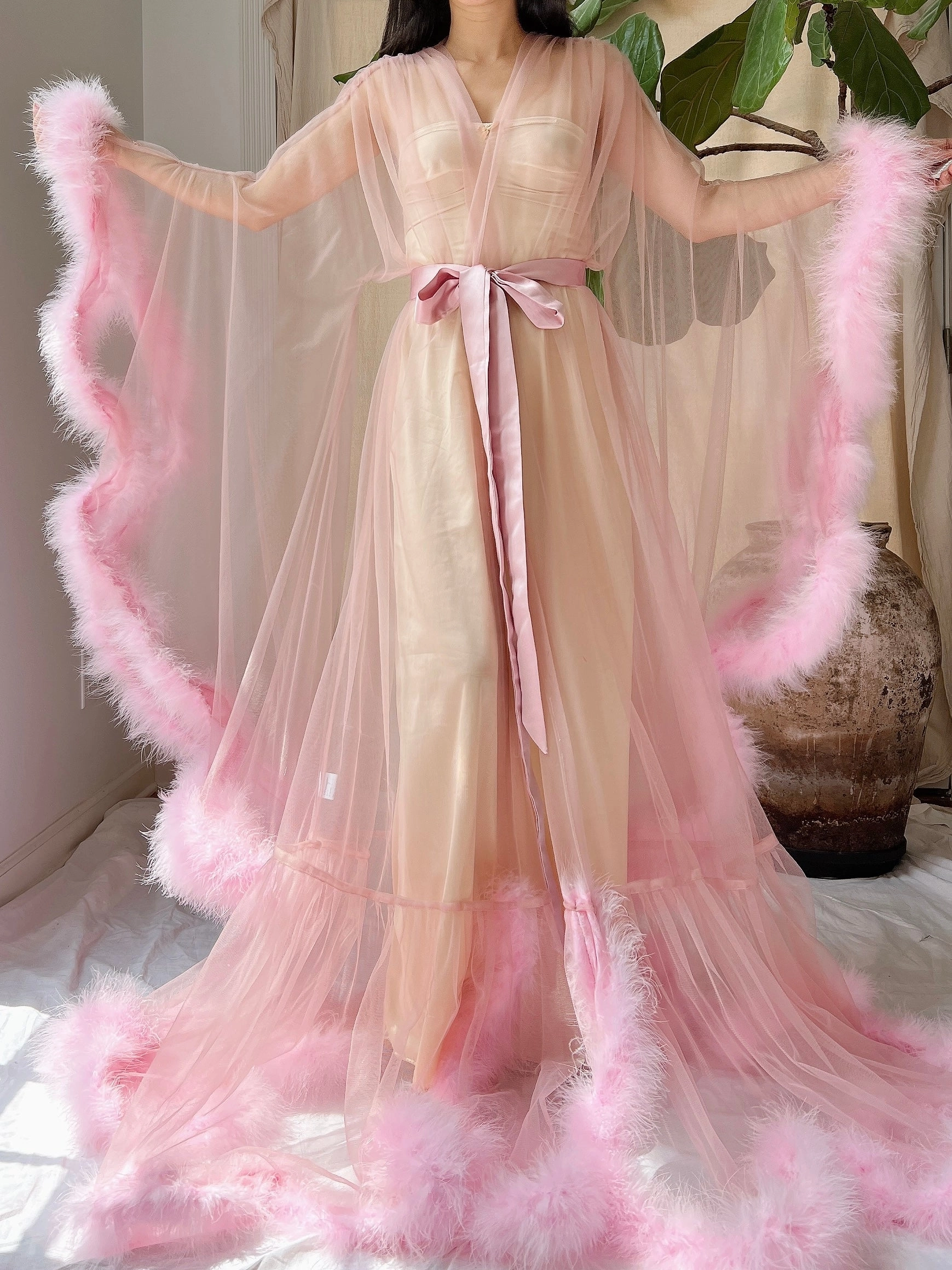 Marabou Tulle Dressing Gown - OSFM