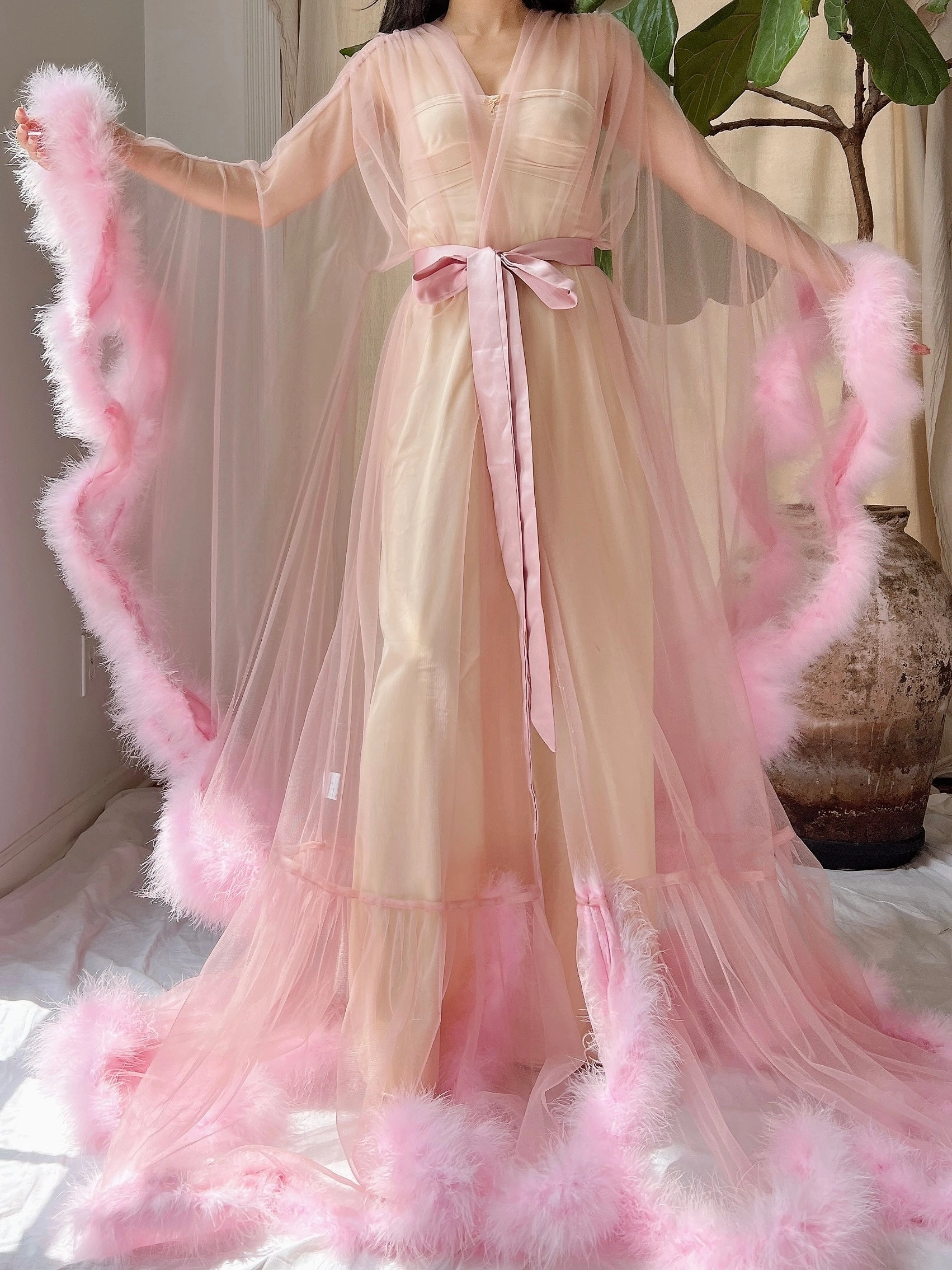 Marabou Tulle Dressing Gown - OSFM