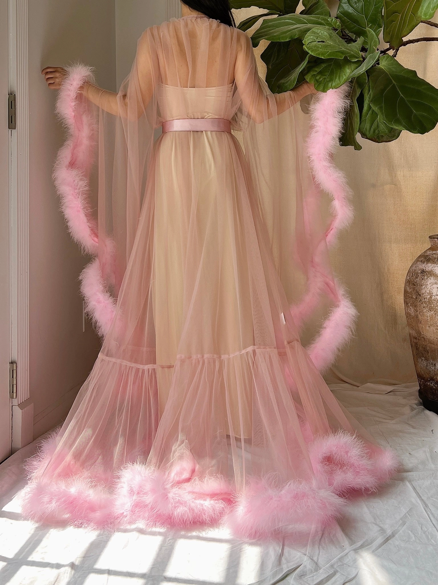 Marabou Tulle Dressing Gown - OSFM