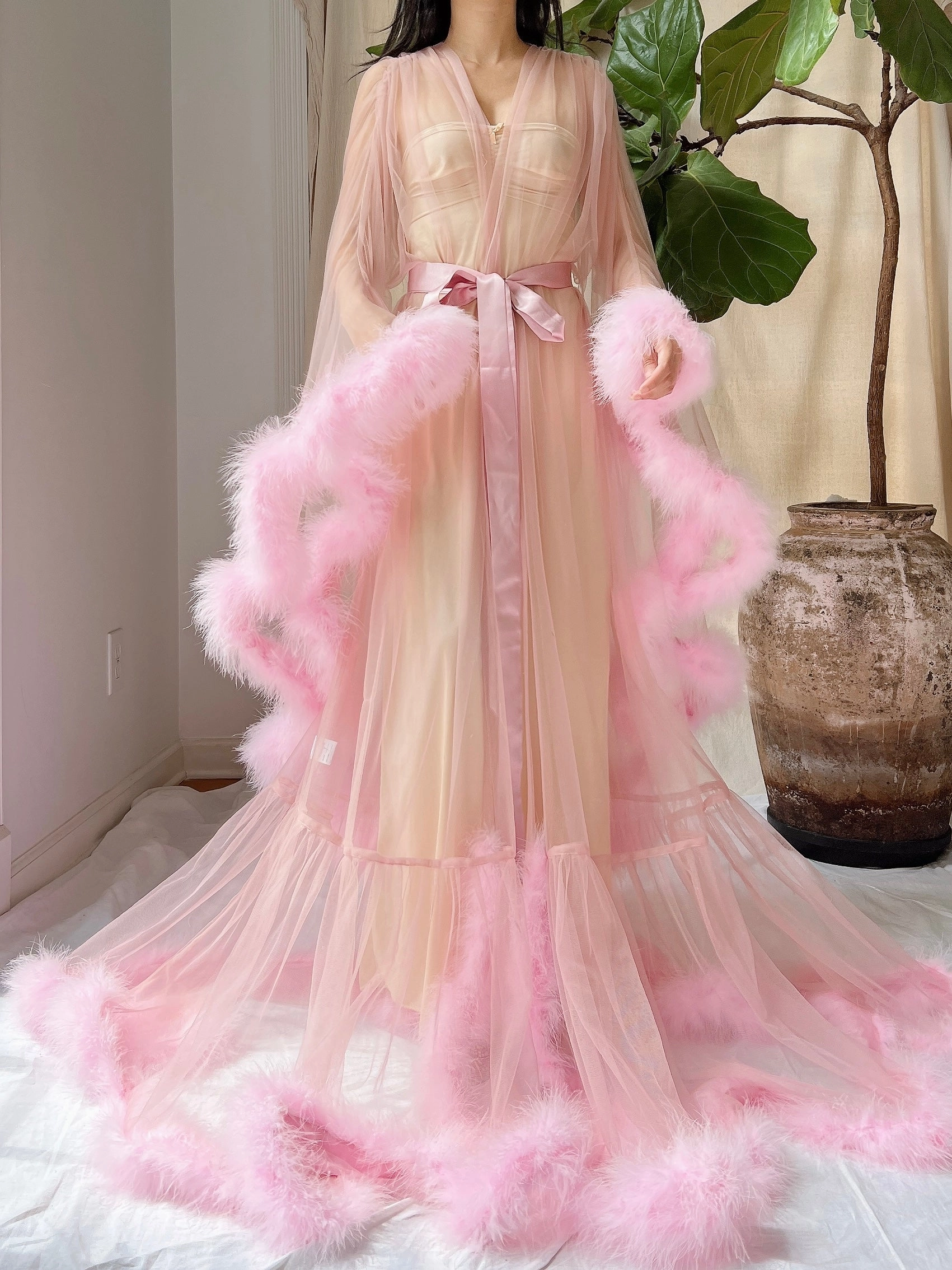 Marabou Tulle Dressing Gown - OSFM