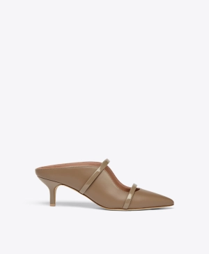 Maureen 45 Taupe Leather Kitten Heels