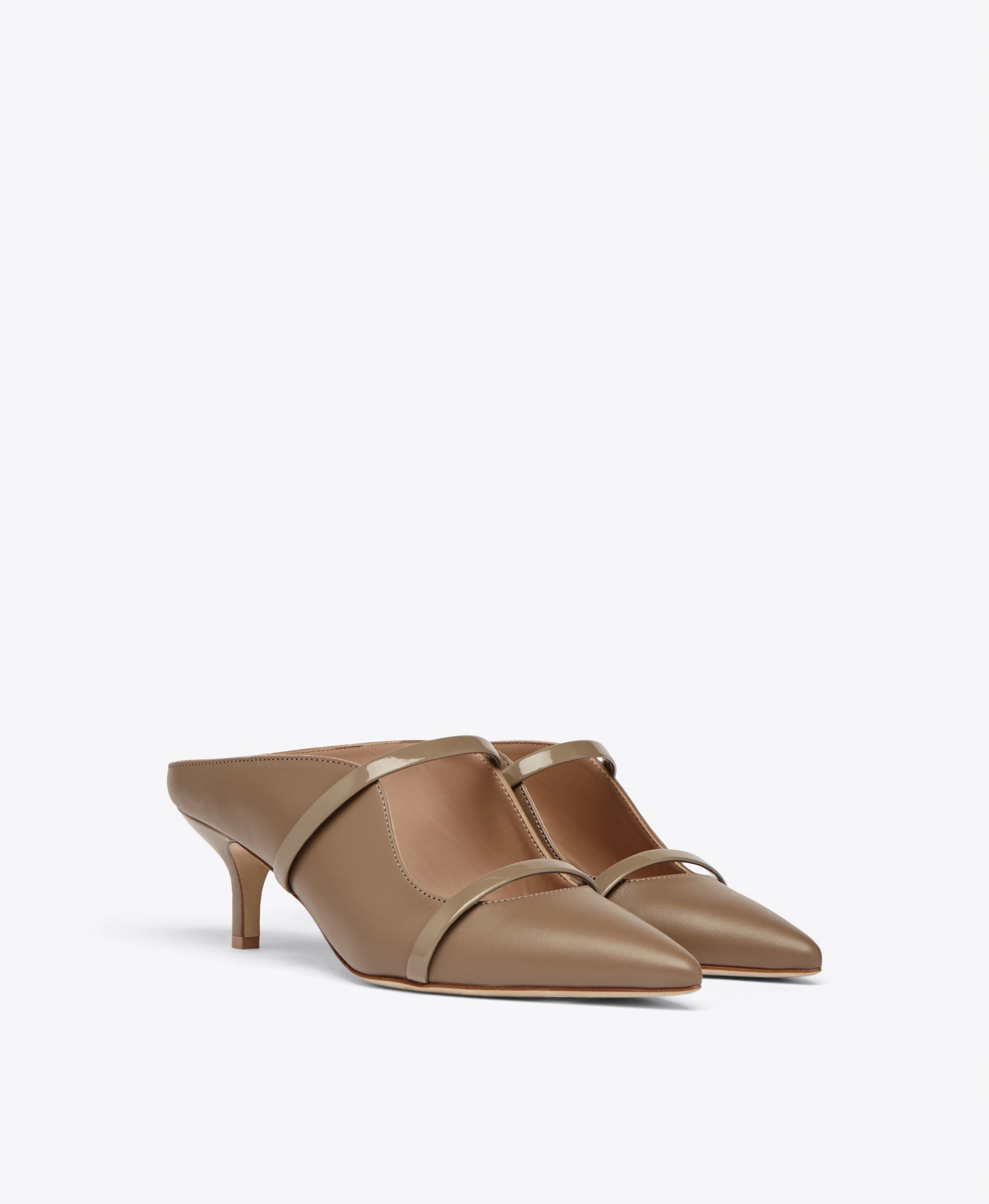 Maureen 45 Taupe Leather Kitten Heels