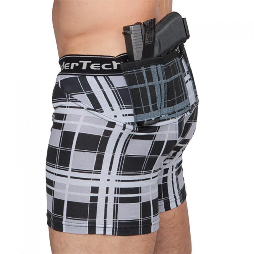 Mens Concealed Carry Plaid Boxer-Briefs